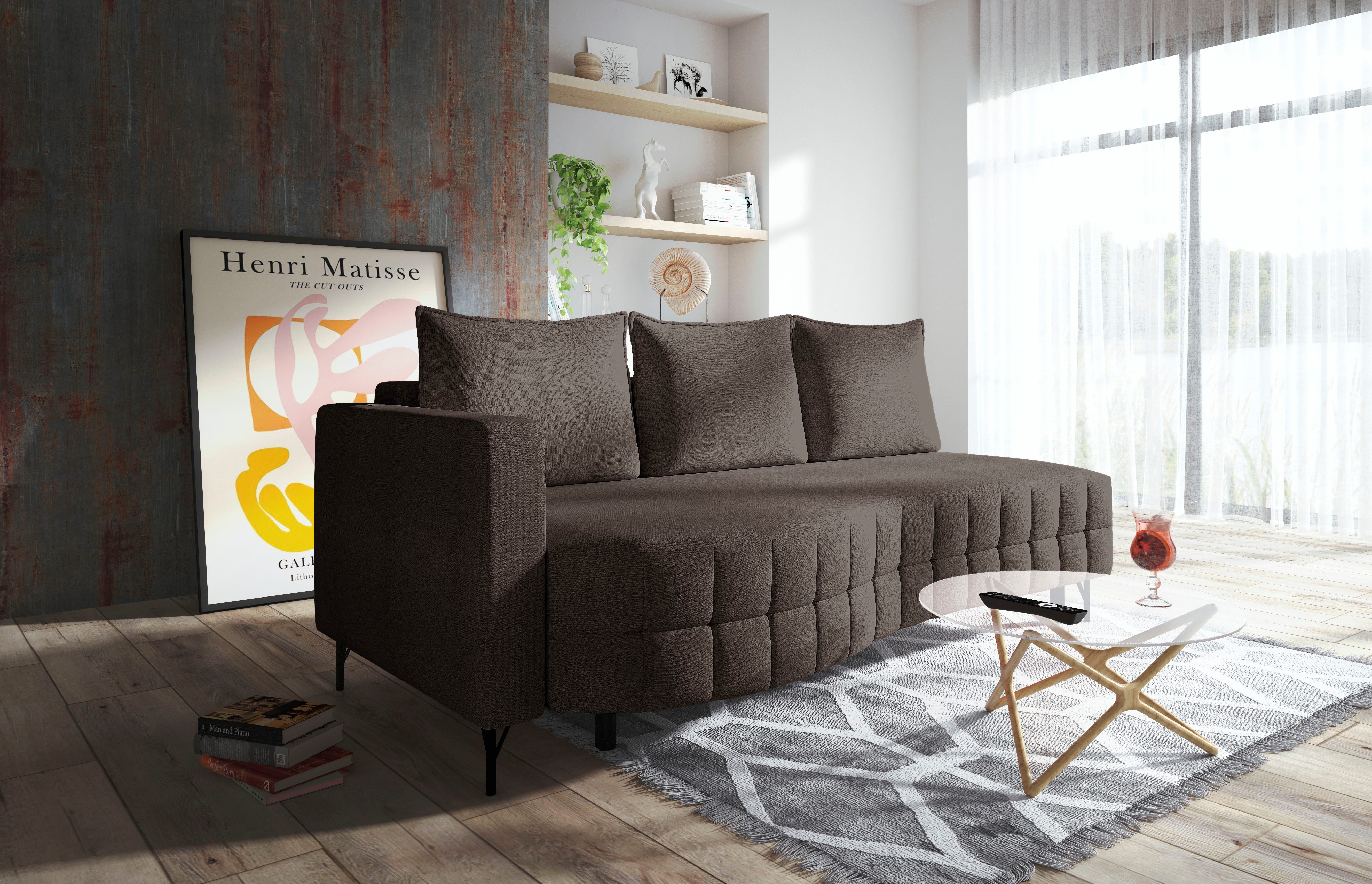 exxpo - sofa fashion Loungebank T wiggy slaapbank met bedfunctie en bedlade, comfortabele bonellvering, super zitcomfort, elegante vormtaal