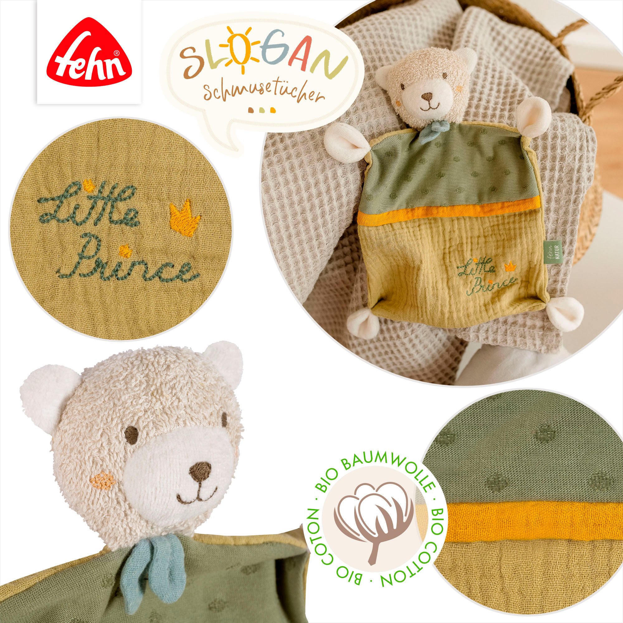 Fehn Knuffeldoek FehnNATUR, Beer "Prince"