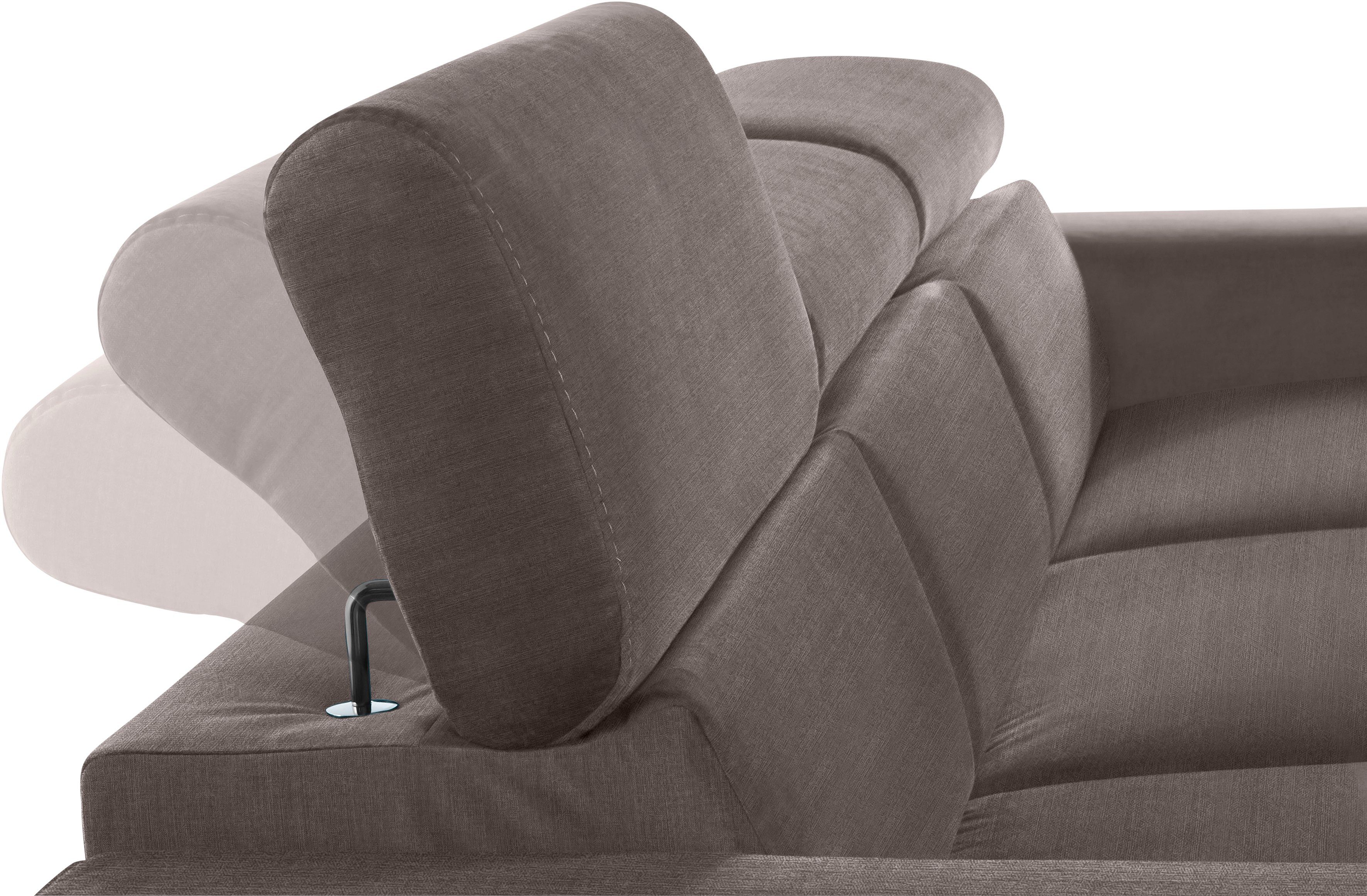COTTA Hoekbank Morven L-vorm met hoofdeindeverstelling keuze met bedfunctie, bedlade & draadloze oplader