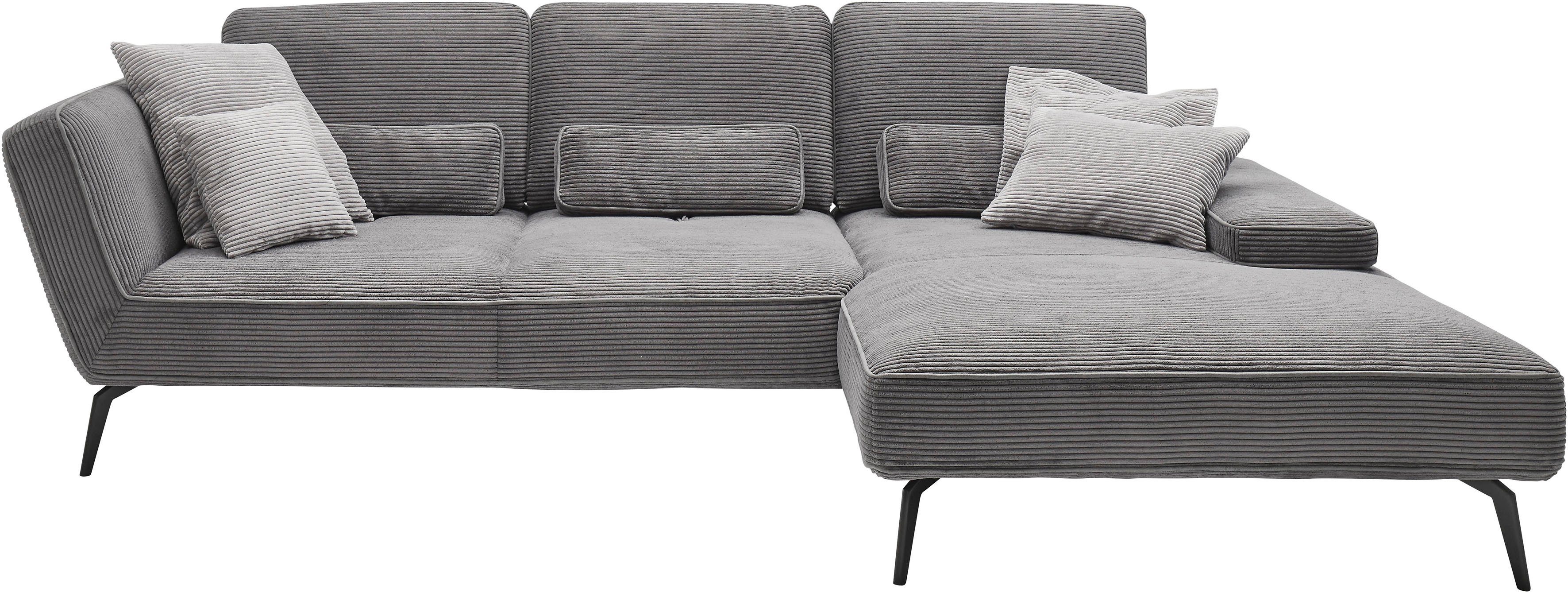 set one by Musterring Hoekbank SO 4500, voeten zwart mat, incl. draaibare rugfunctie, cord, L-vorm