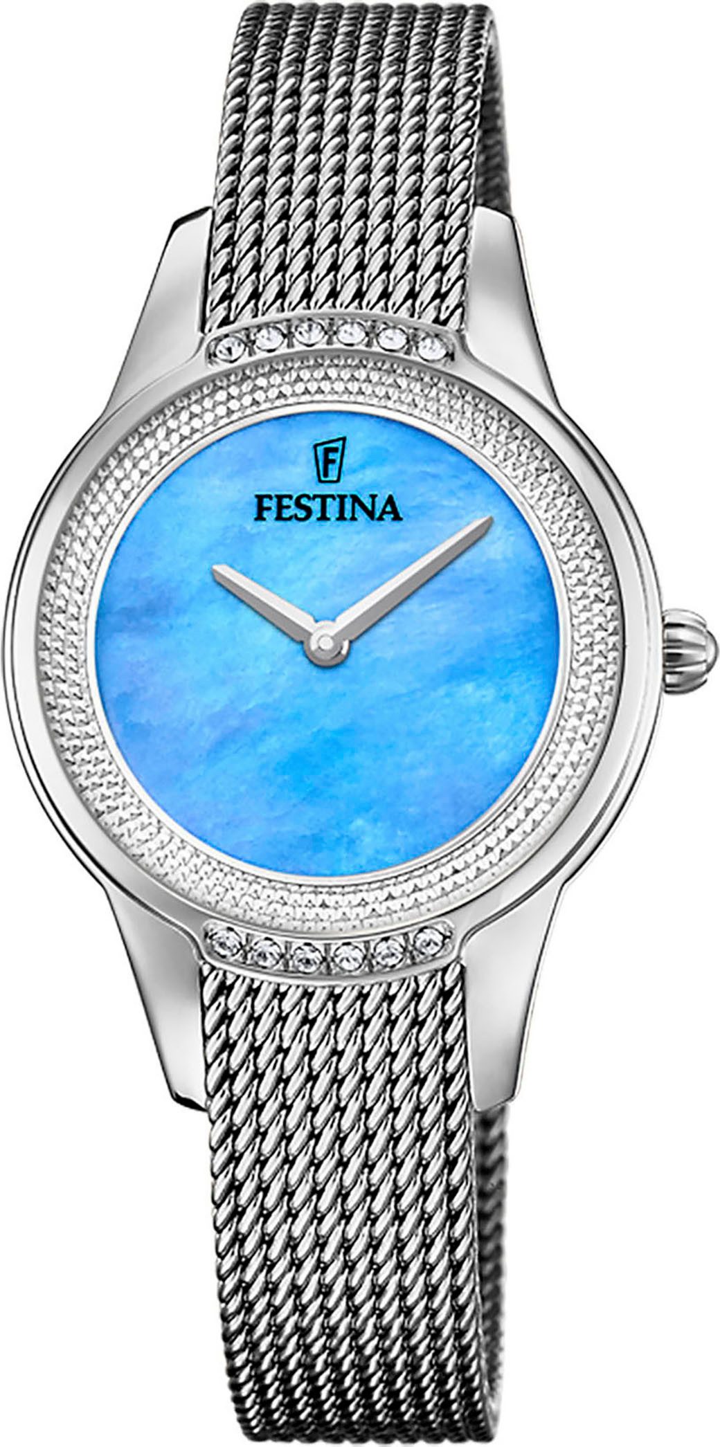 Festina Kwartshorloge Mademoiselle Polshorloge, dameshorloge, roestvrijstalen band, Ø 30 mm dames horloges zilver(kleur)