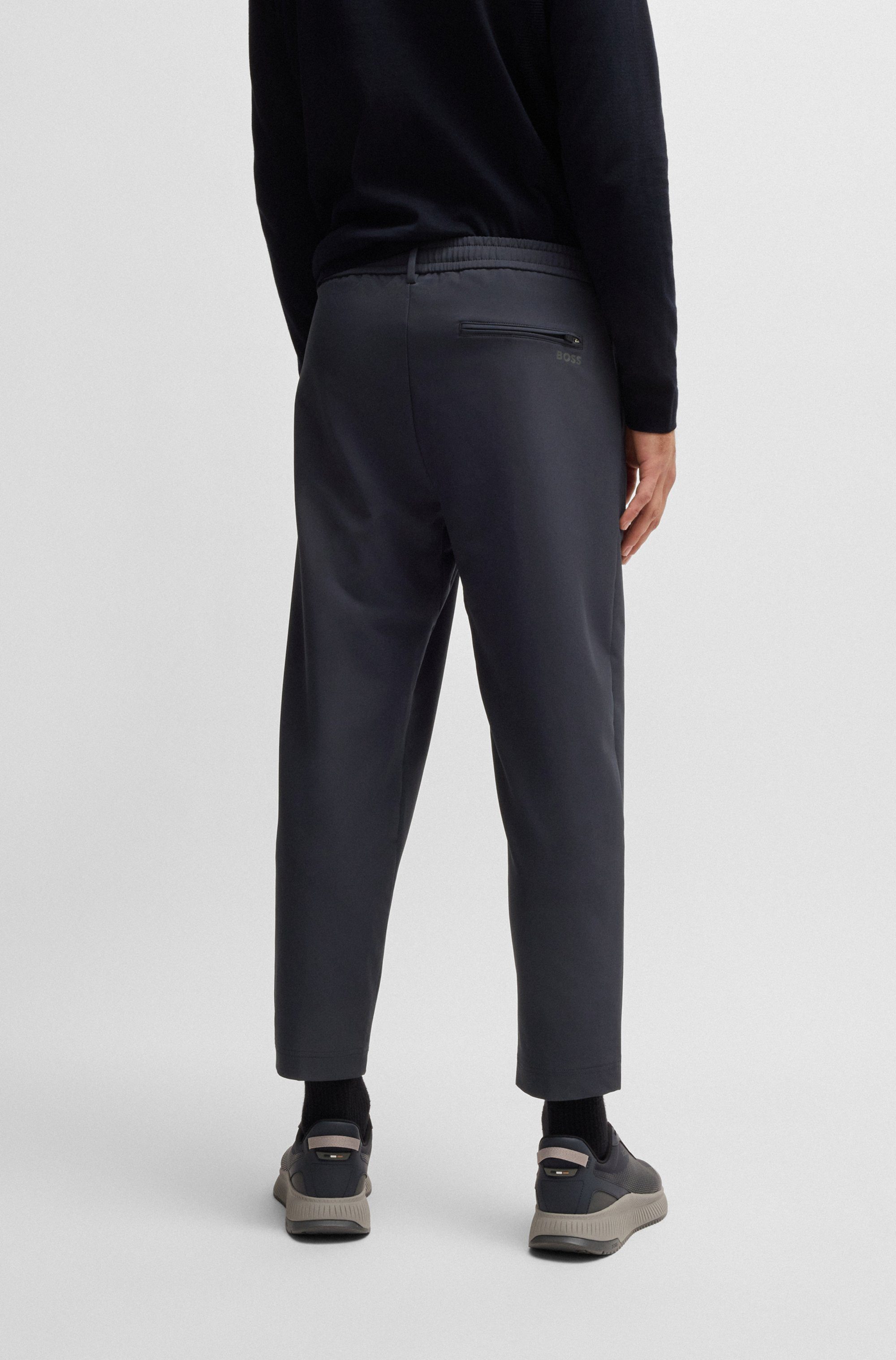 BOSS GREEN Geweven broek met trekkoord en merklabel