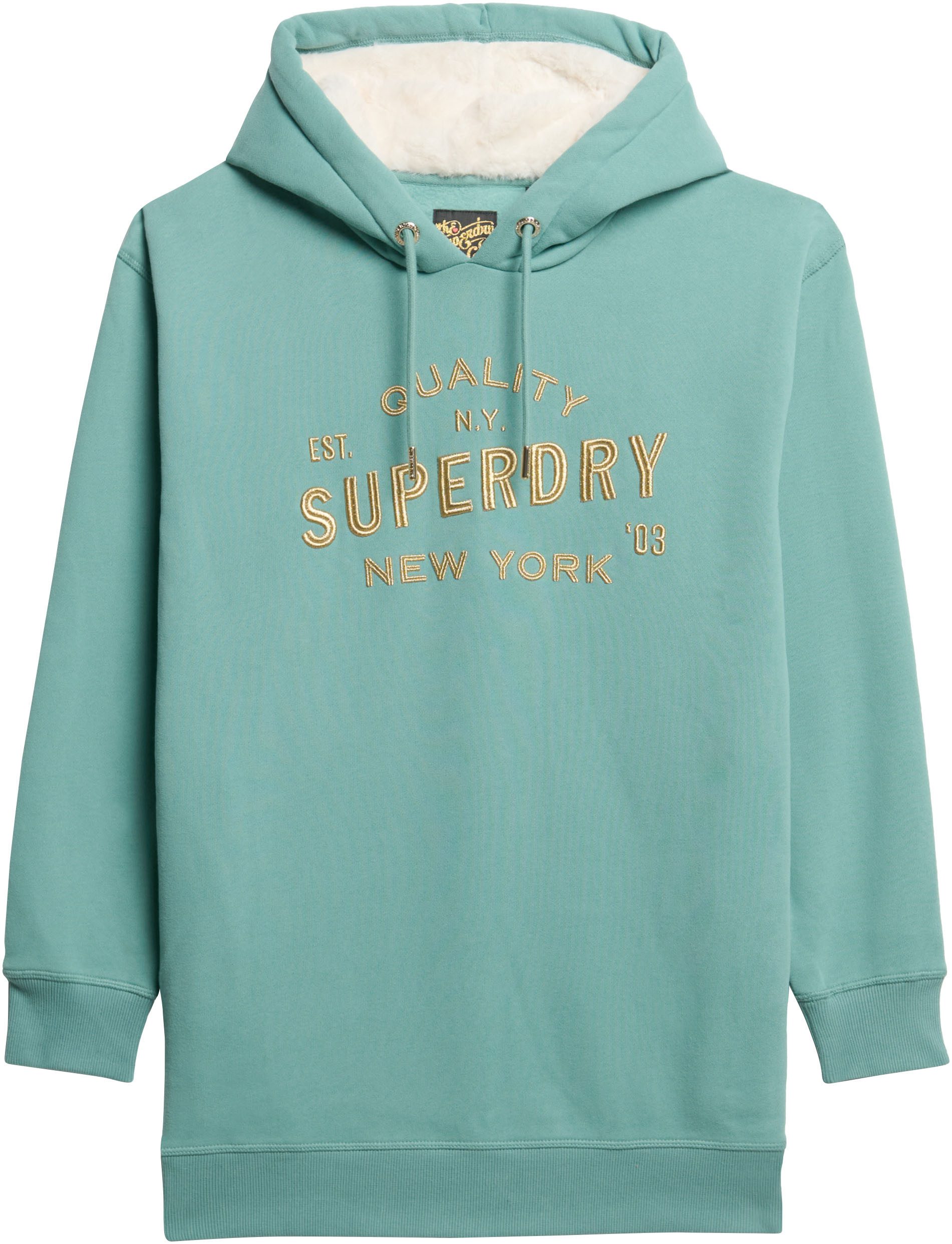 Superdry Jerseyjurk LUXE METALLIC LOGO HOOD DRESS