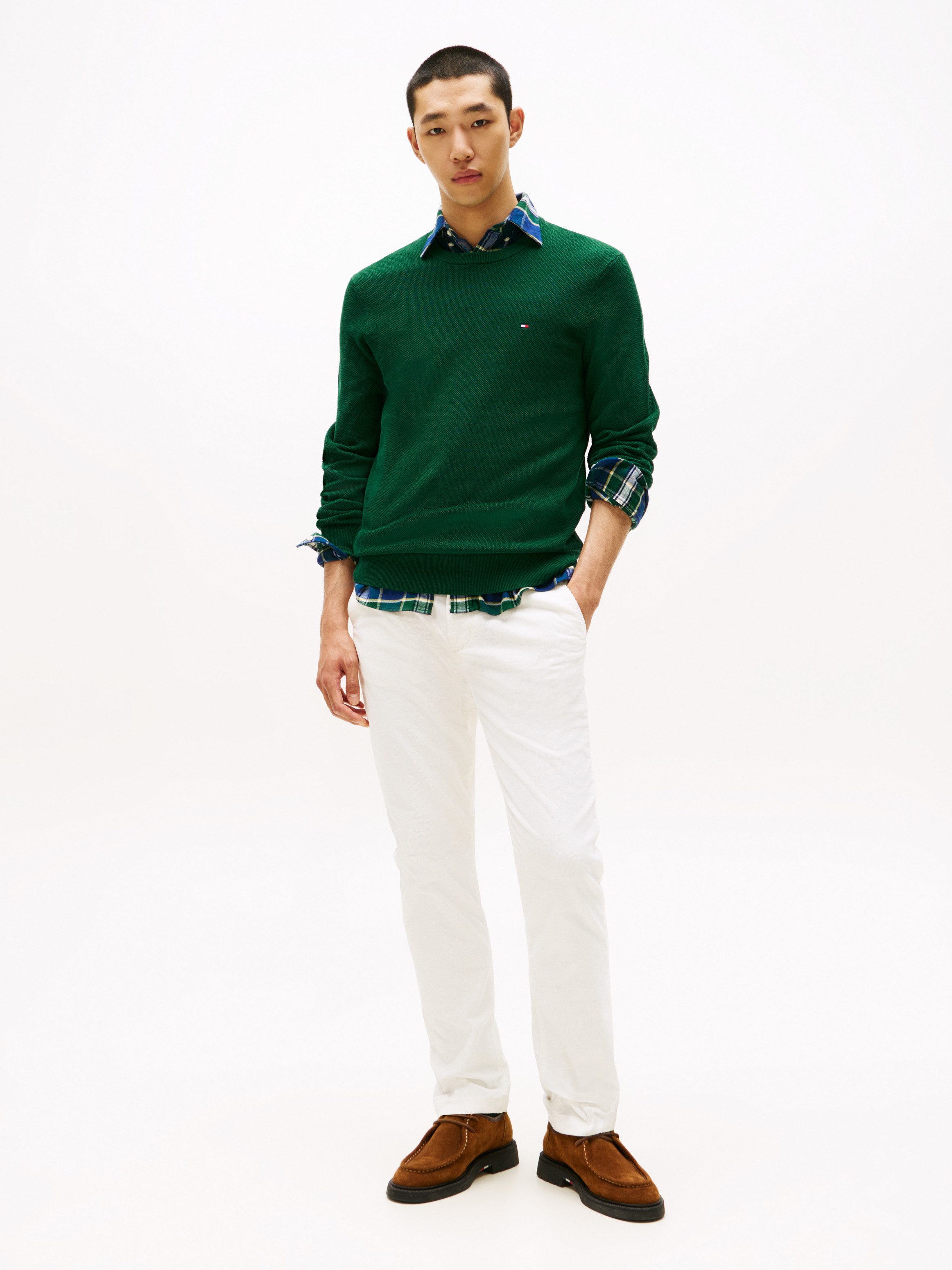 Tommy Hilfiger Trui met ronde hals ESSENTIAL STRUCTURE CREW NECK met structuur en label