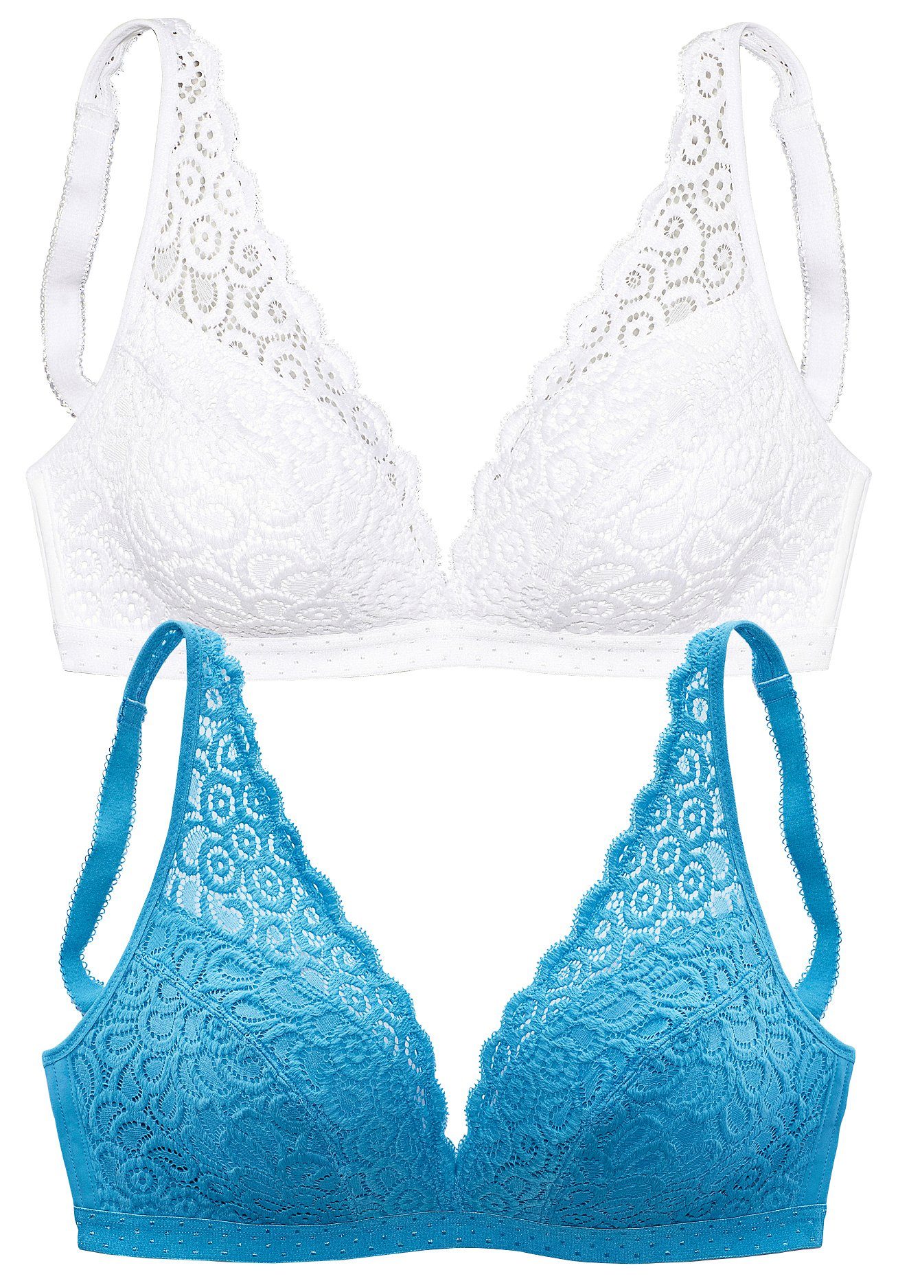 Petite fleur Bralette-bh zonder beugels, van kant, dessous (Set van 2)