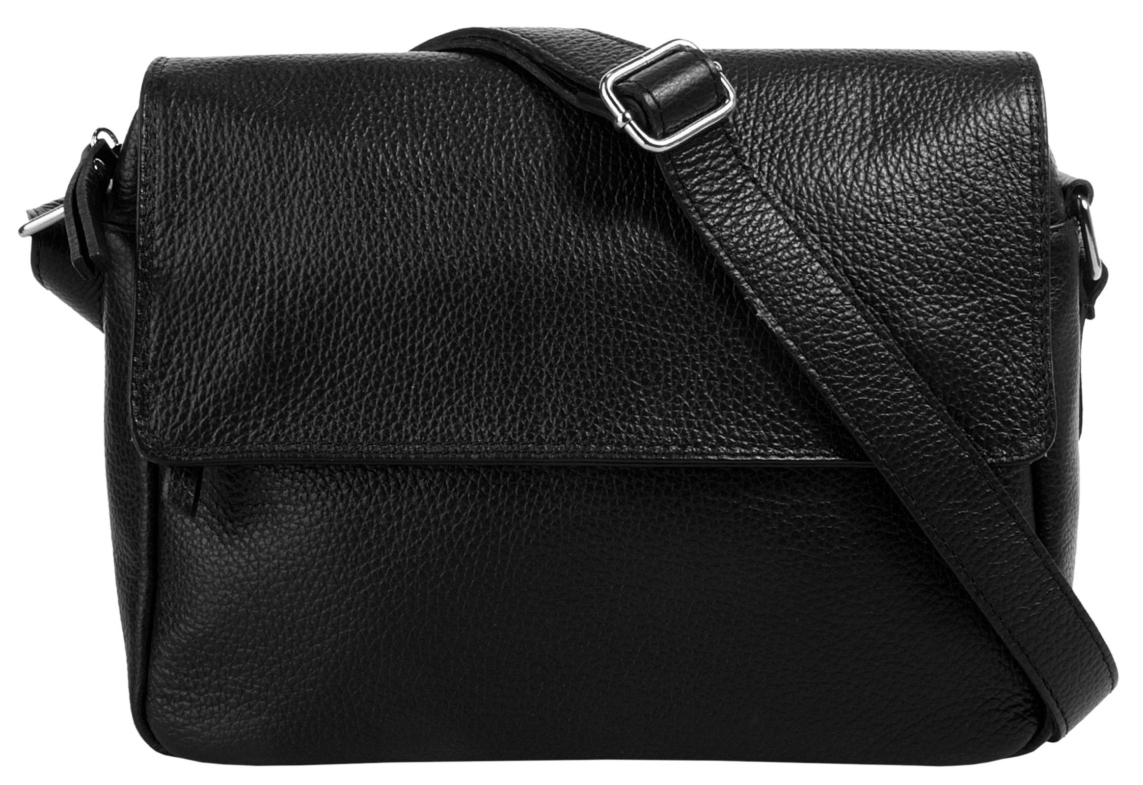 Samantha Look Schoudertas echt leer, made in italy dames tassen maat one size (27 x 21 x 11 cm - 6 l) zwart