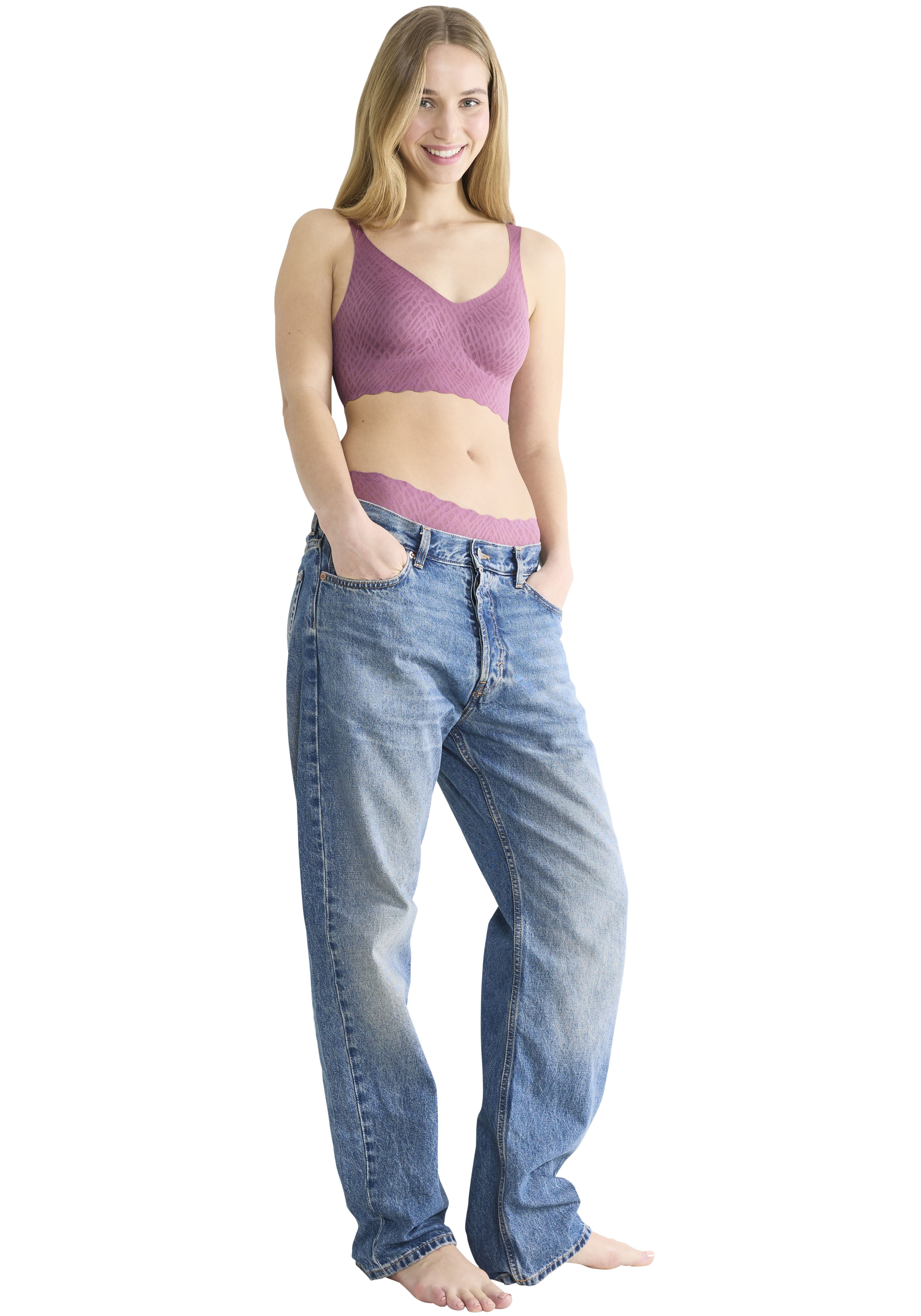 Sloggi Bralette ZERO Feel Bliss Naadloos, V-hals, stretch-kant (set, 1-delig)