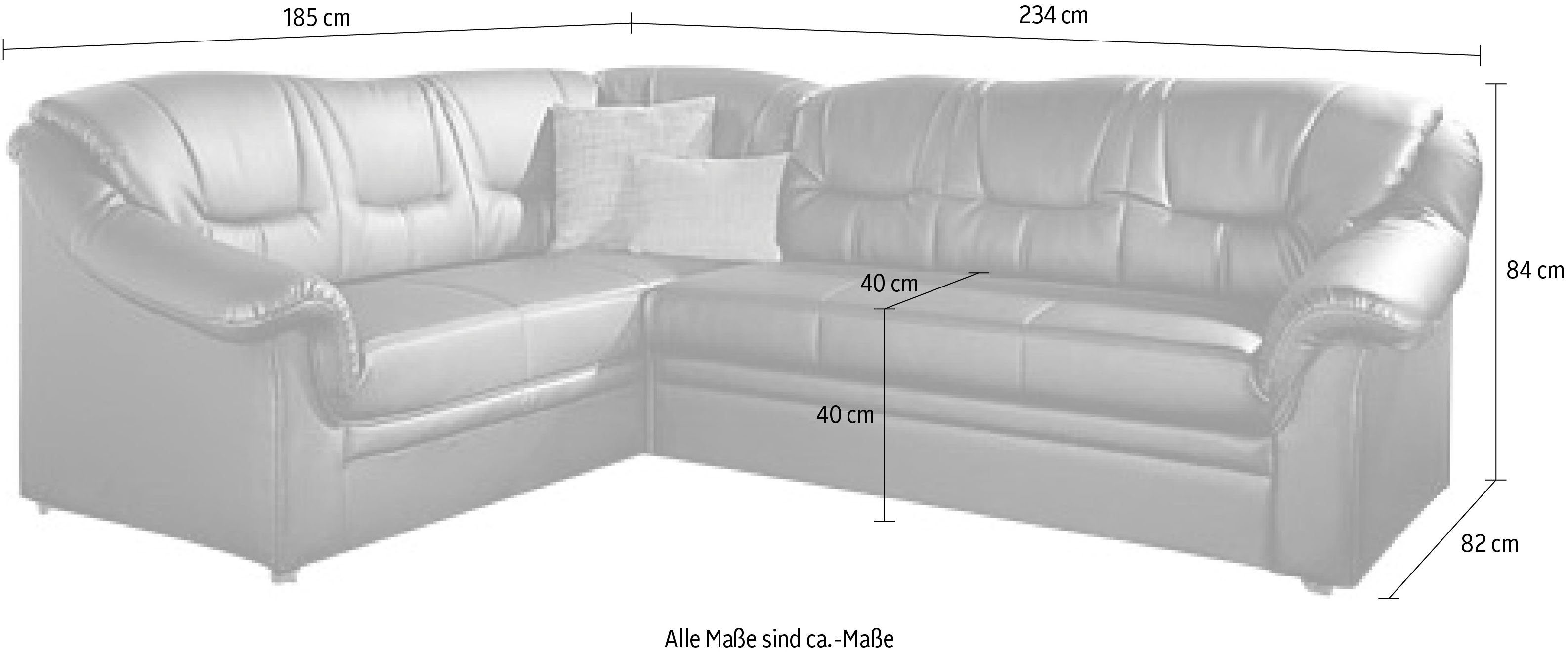 DOMO collection Hoekbank Montana, tijdloze rugsteppingen, comfortabele armleuningen, L-vorm