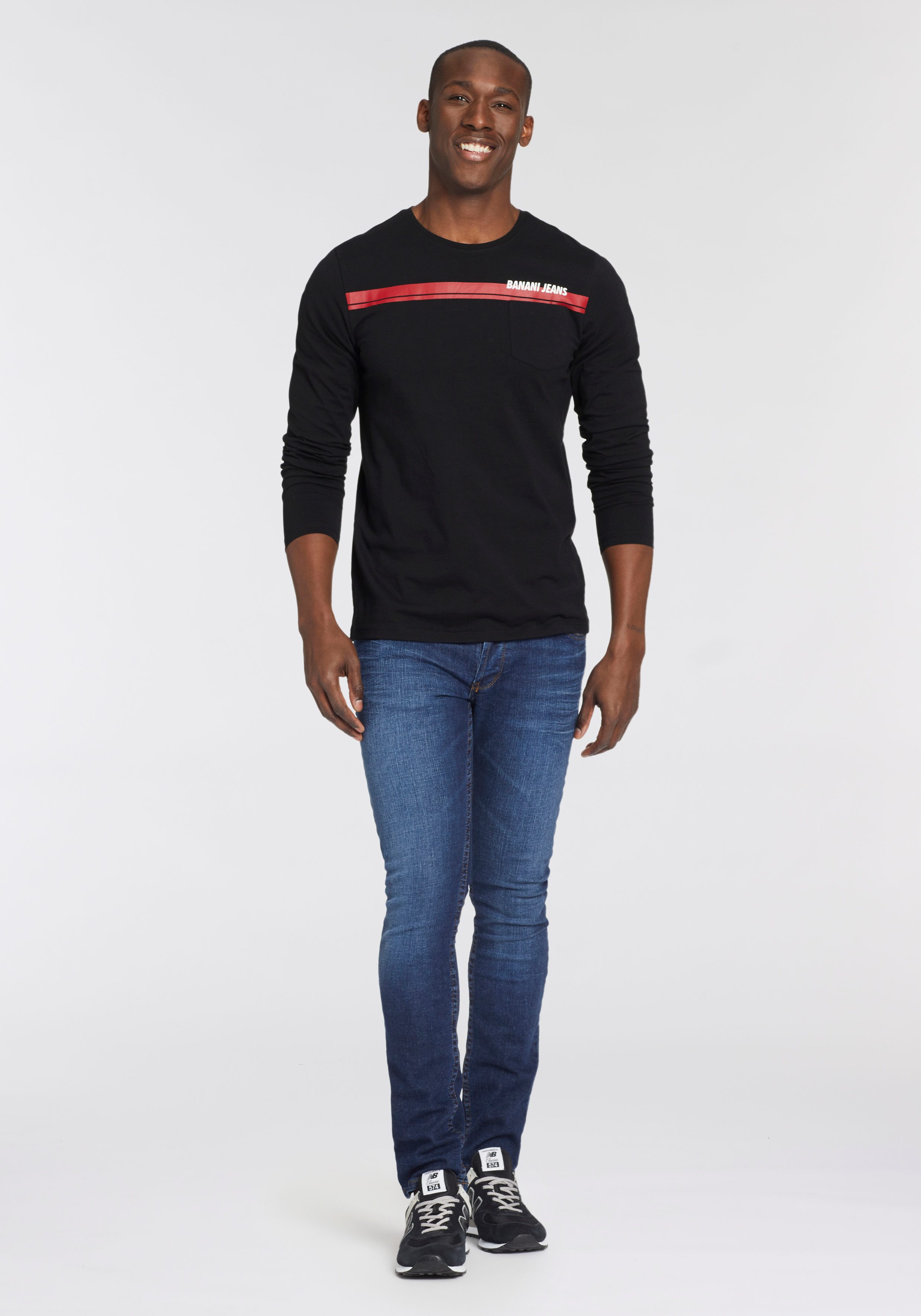 Bruno Banani Shirt met lange mouwen Met borstzak en frontprint