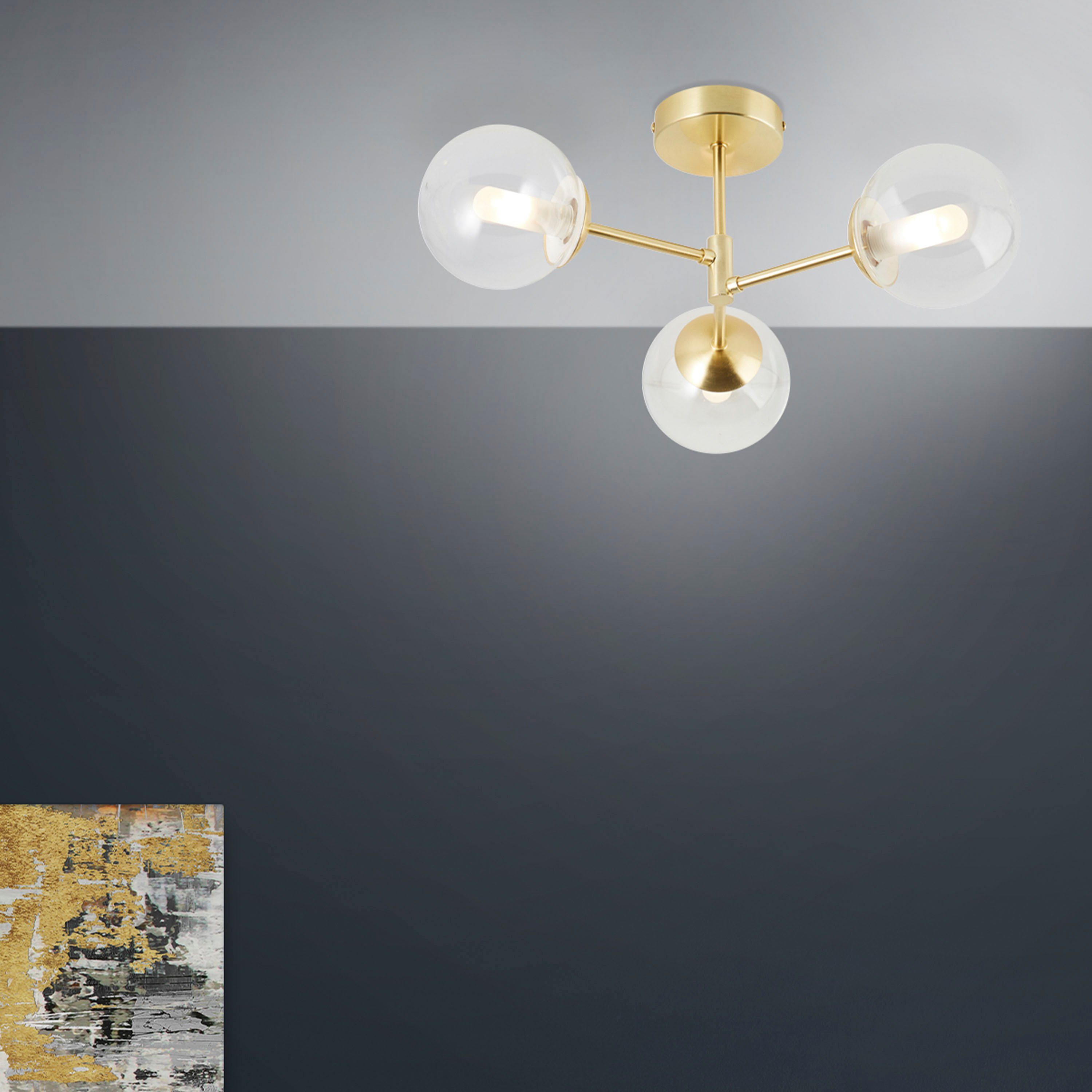 Brilliant Leuchten Plafondlamp Gitse Plafondlamp Ø 49 cm, G9, metaal/glas (1 stuk)