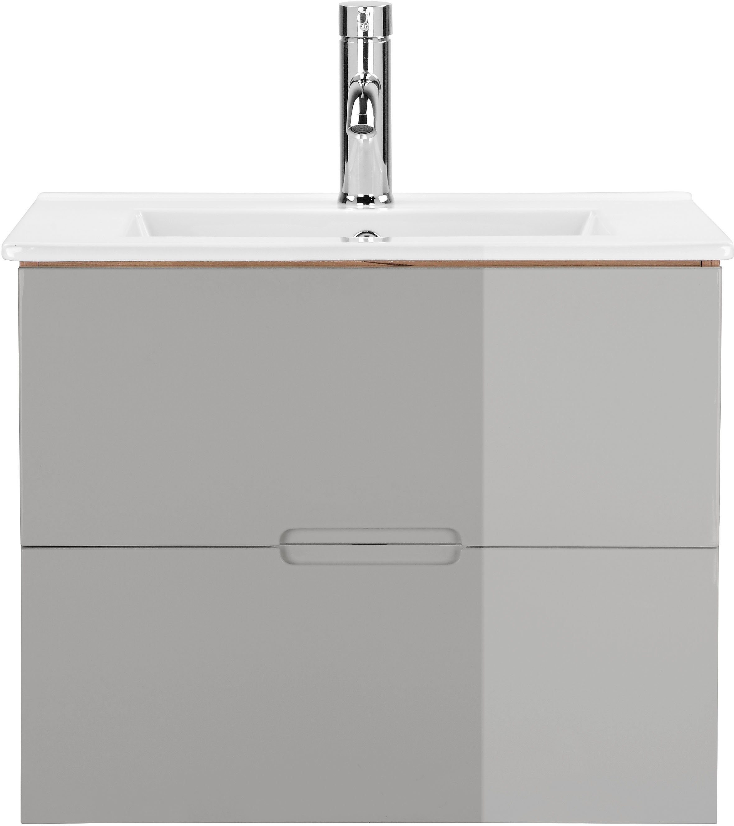 welltime Badkamerserie Lund badkamermeubelset badkamerkast badkamerset Spiegelkast, wastafelonderkast en wasbak breedte 60 cm (complete set)