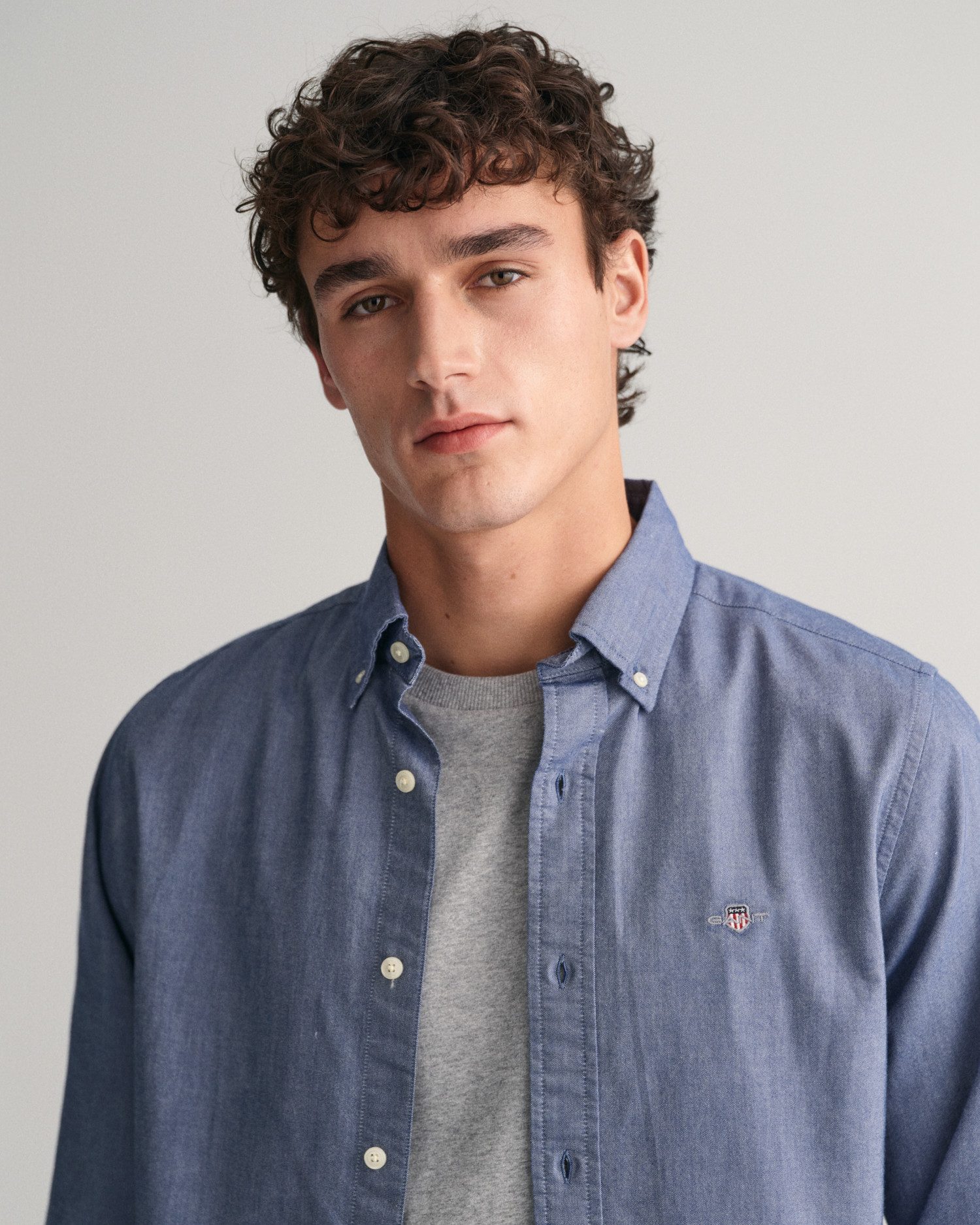 Gant Overhemd met lange mouwen Slim fit Oxford overhemd gestructureerd duurzaam dikker