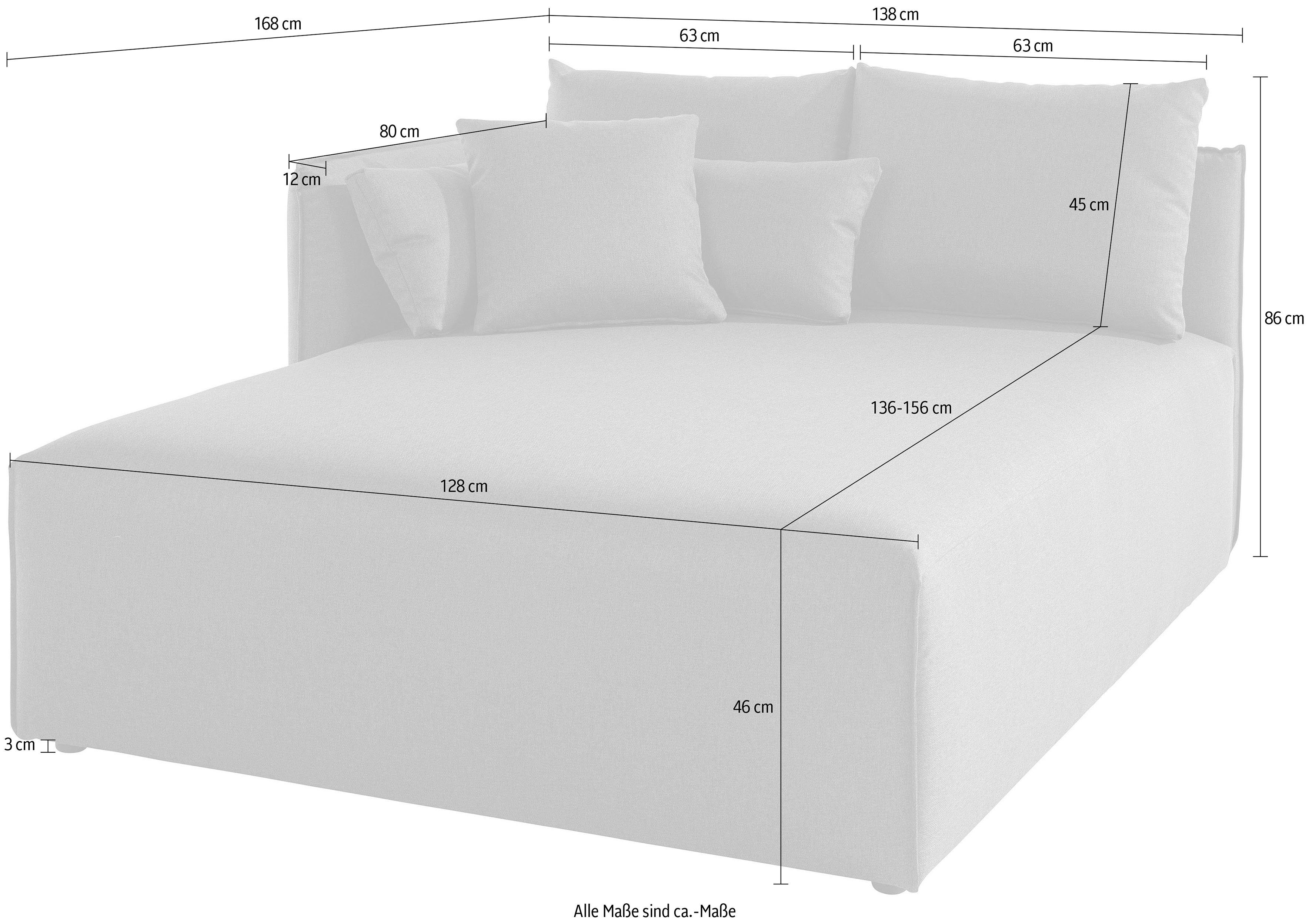 andas Ottomane Nöre Lounge-module - om zelf samen te stellen, breedte 138 cm, diepte 168 cm
