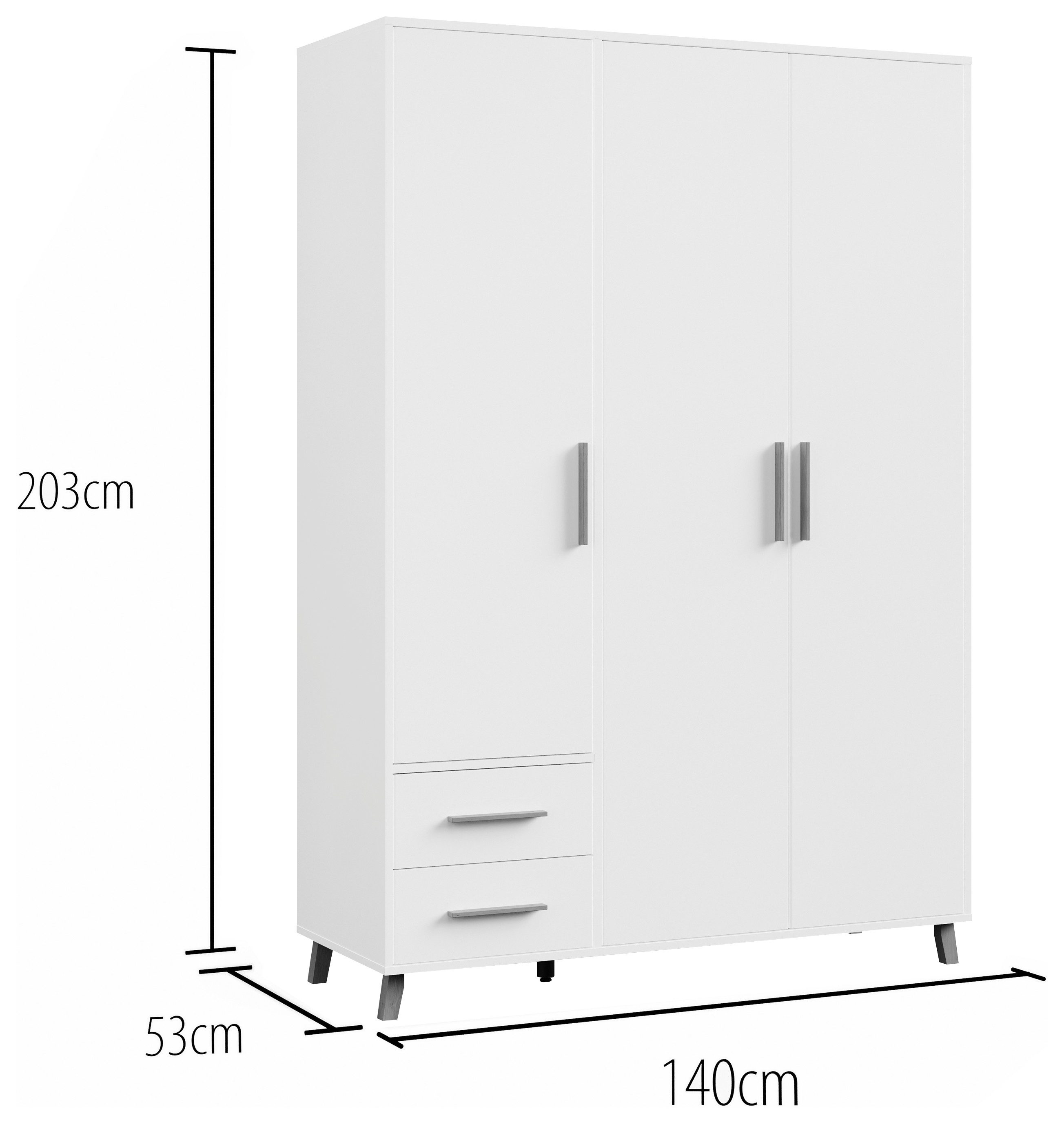rauch Draaideurkast Kledingkast kast garderobe waskast SHINJO Grepen en voeten van massief hout met 2 lades MADE IN GERMANY