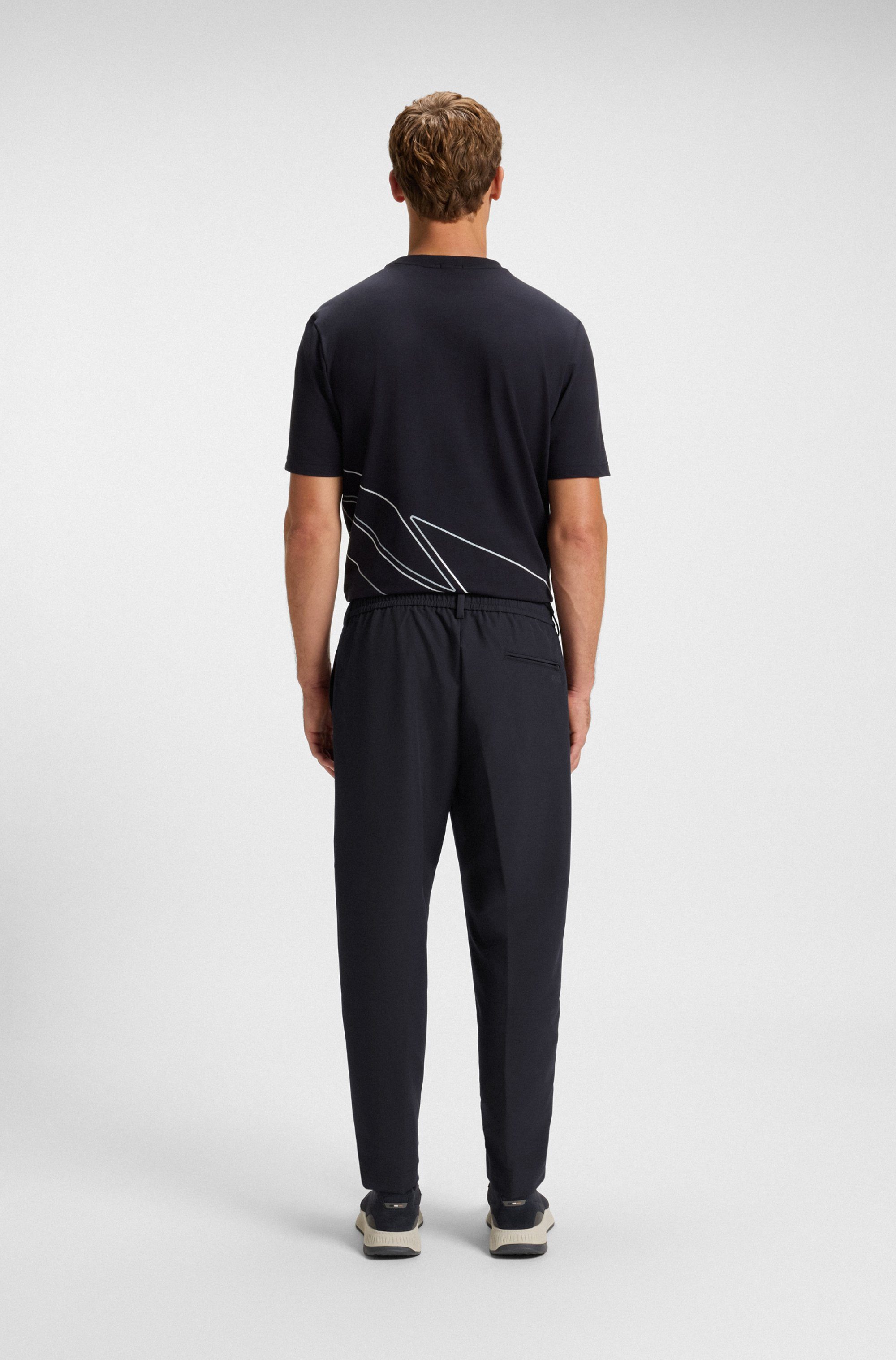 BOSS GREEN Geweven broek T Convert-Pleat met trekkoord en merklabel
