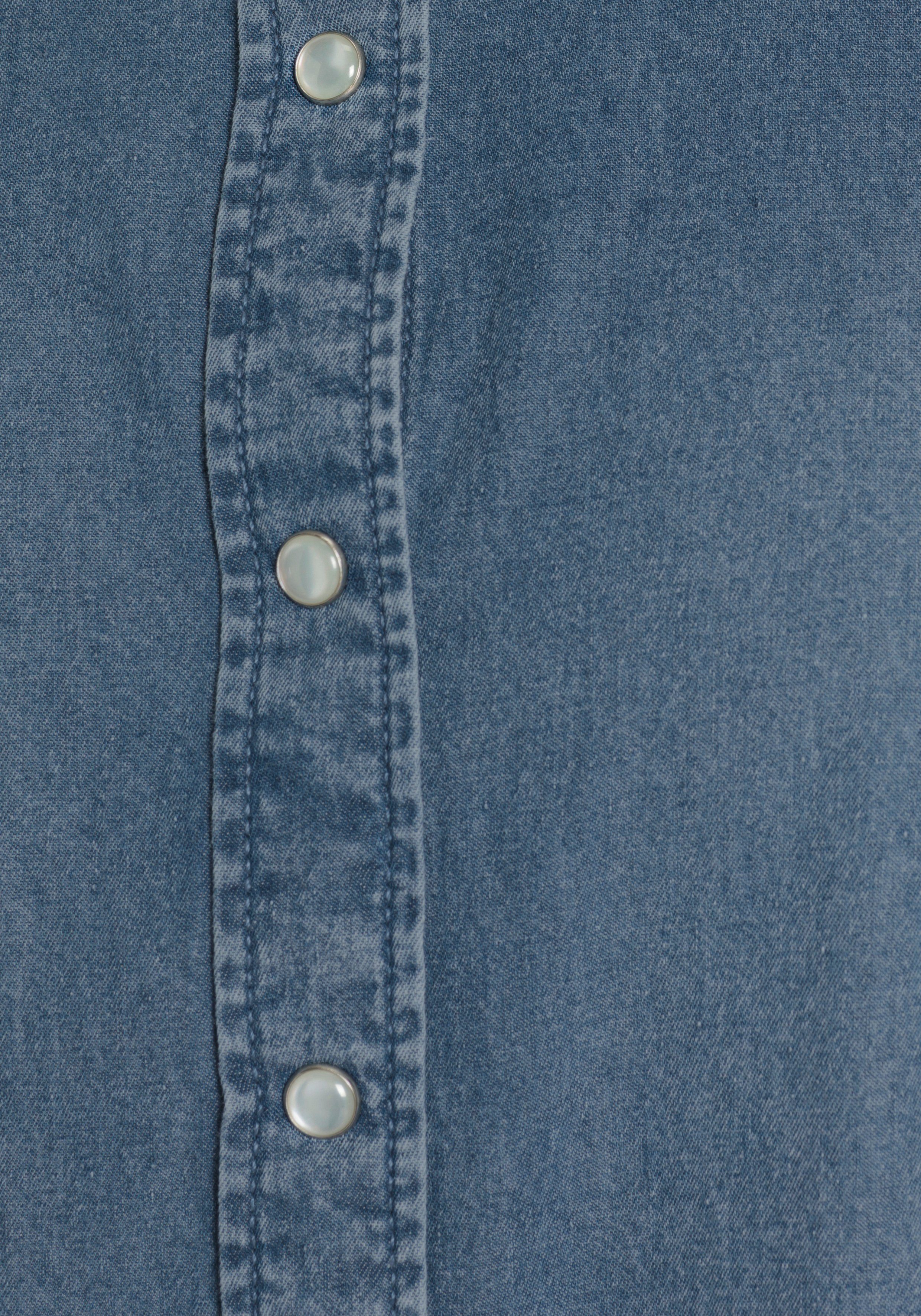 DELMAO Jeans blouse in klassieke stijl