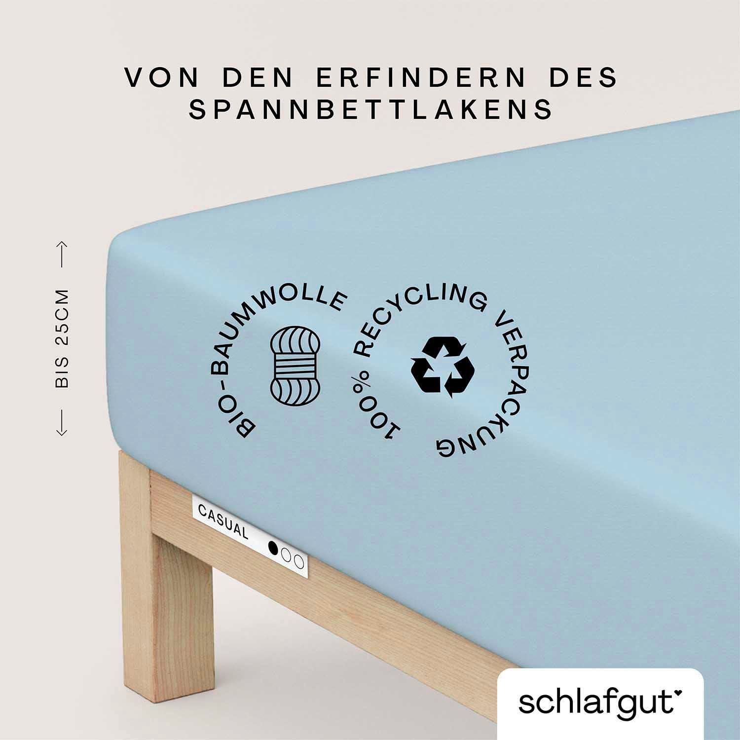 Schlafgut Hoeslaken CASUAL o.a. in maat 90x200, 140x200 of 180x200 cm, 100% biologisch katoen Dekbedovertrek voor matrassen tot 25 cm hoogte,