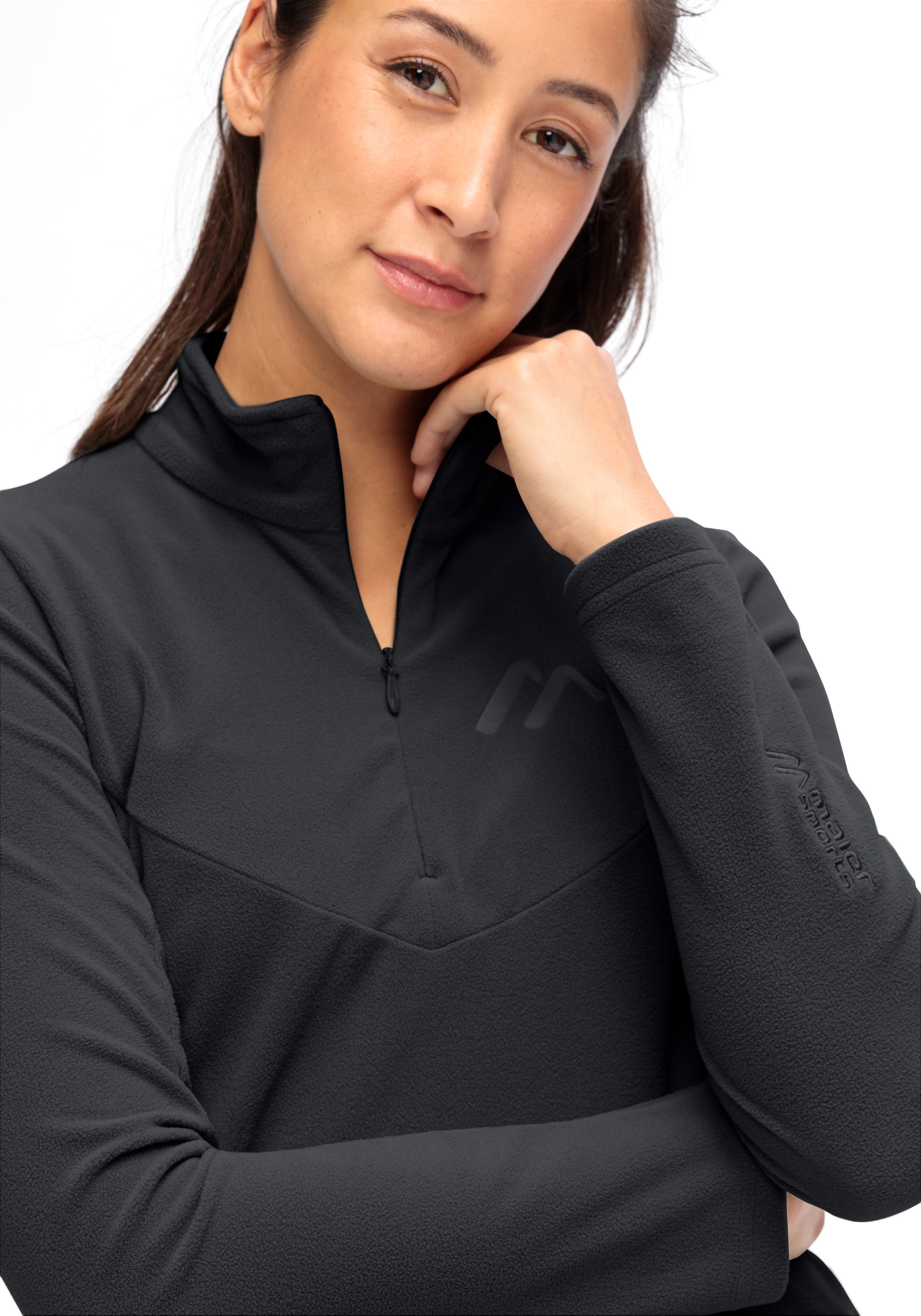 Maier Sports Fleecetrui Denise HZ W Dames midlayer, onderhoudsvriendelijk half-zip fleece
