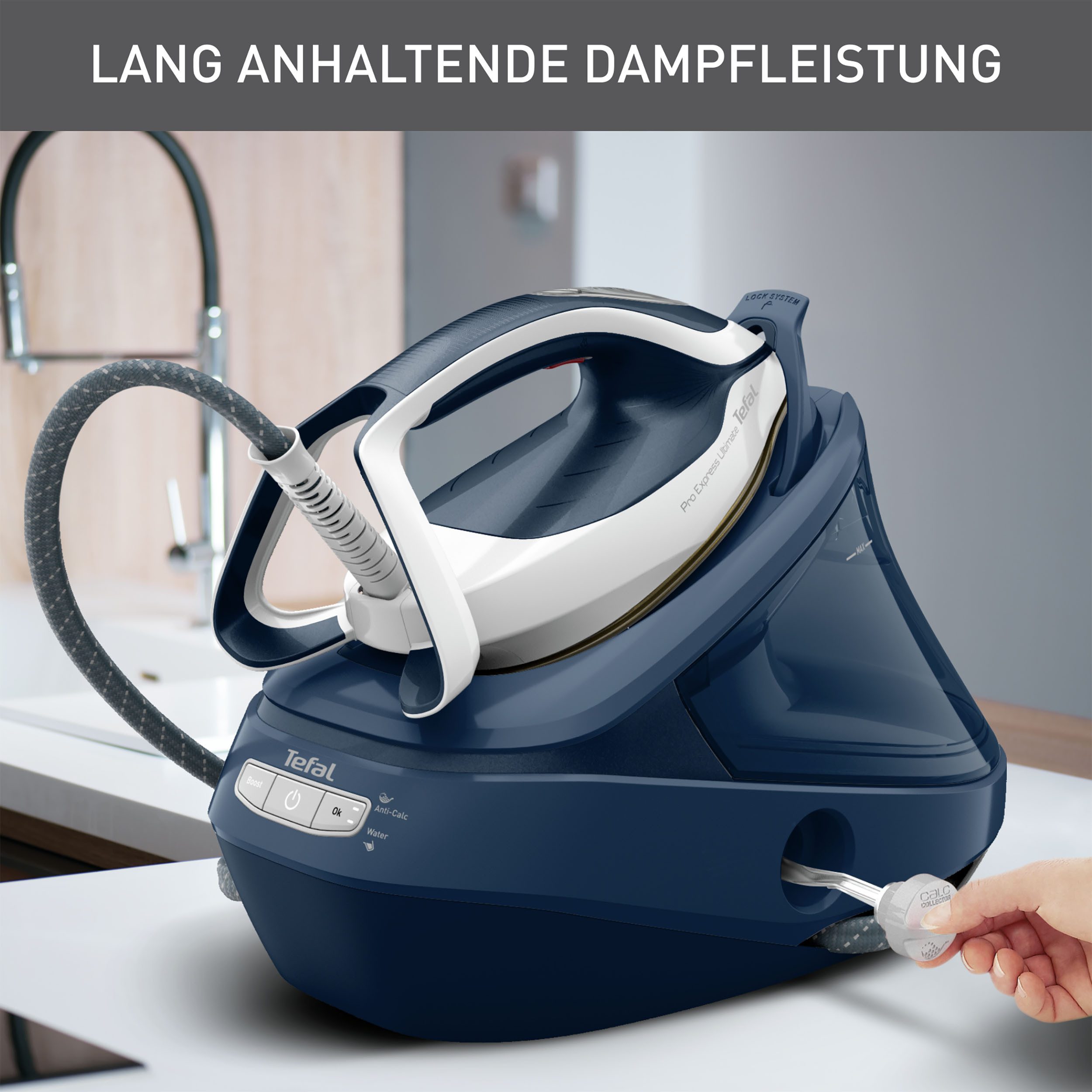 Tefal Stoomstrijkstation Pro Express Ultimate, 8-bar druk, afneembare kalkcollector, constante stoomafgifte 170 g/min., stoomstoot 590 g/min., gv9720