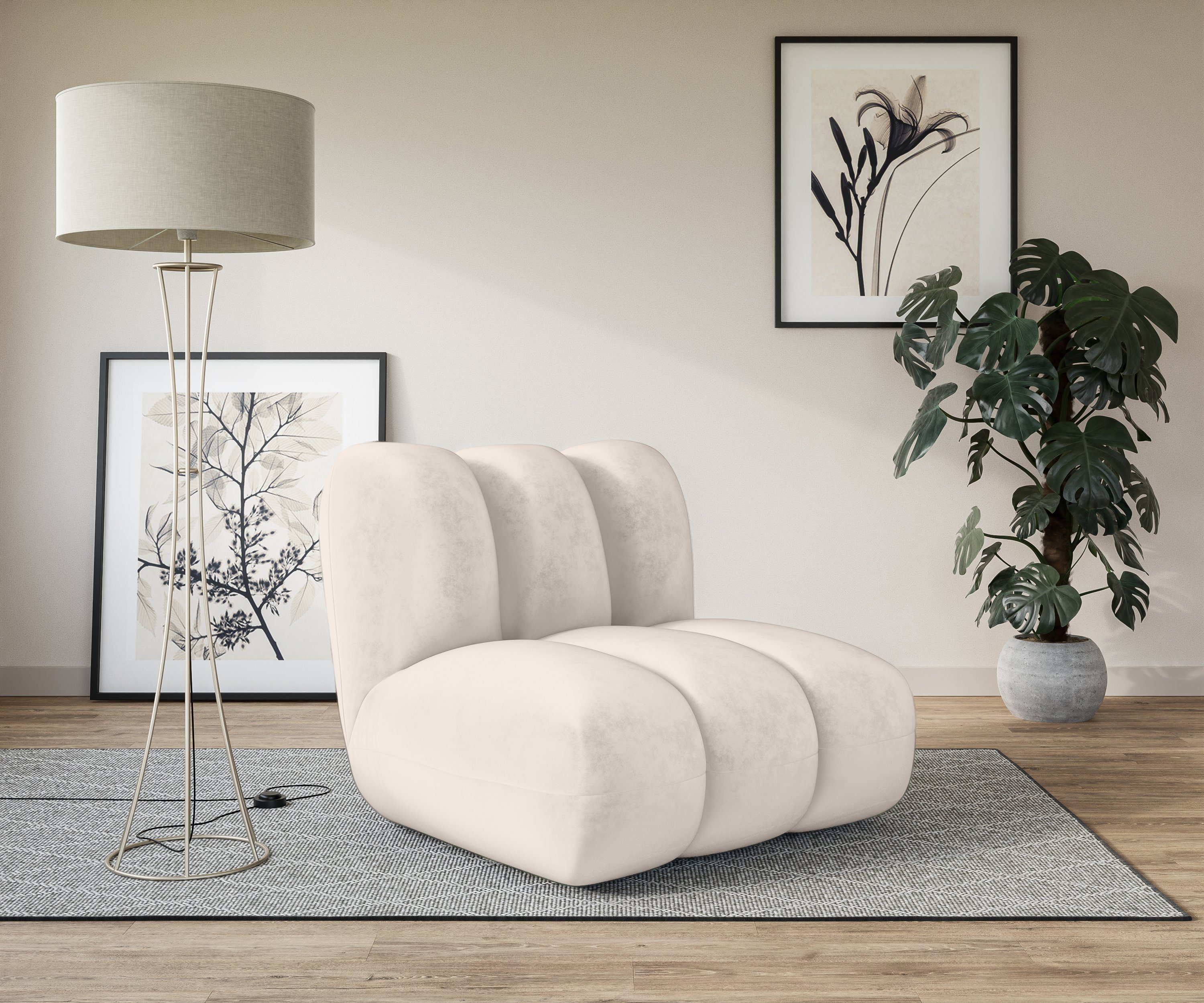 LeGer Home by Lena Gercke Fauteuil Priya, moderne stiksels, ook in bouclé perfect individueel meubelstuk, gezellig en modern, b/d/h: 90/106/84 cm