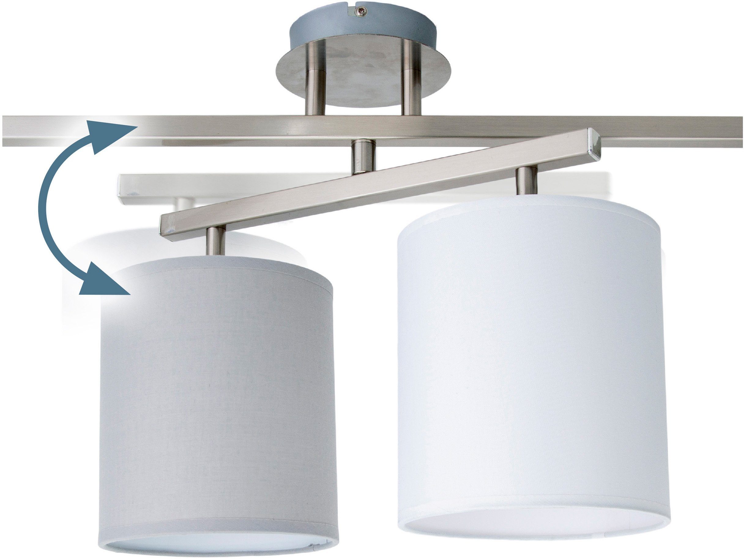 näve Plafondlamp Tilde 4 x e27 textiels kappen, elk 2 x in grijs en wit, flexibel verstelbaar (1 stuk)