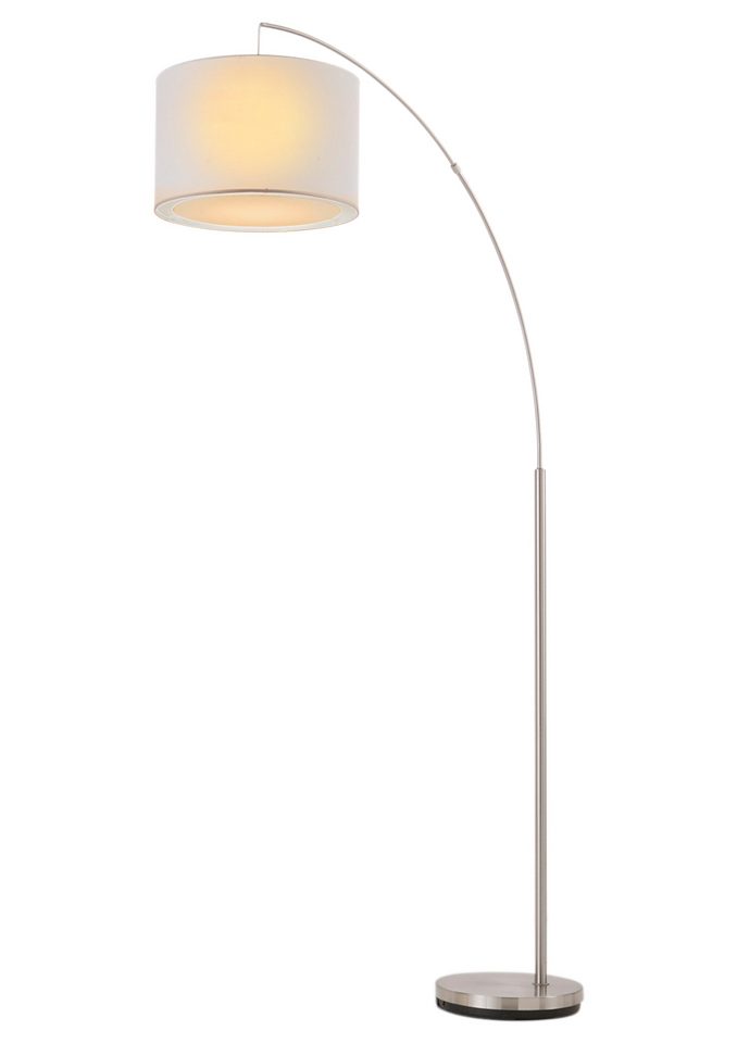 Brilliant Leuchten Booglamp Clarie 1,8m hoogte, e27 max. 60w, stoffen kap, metaal/textiel
