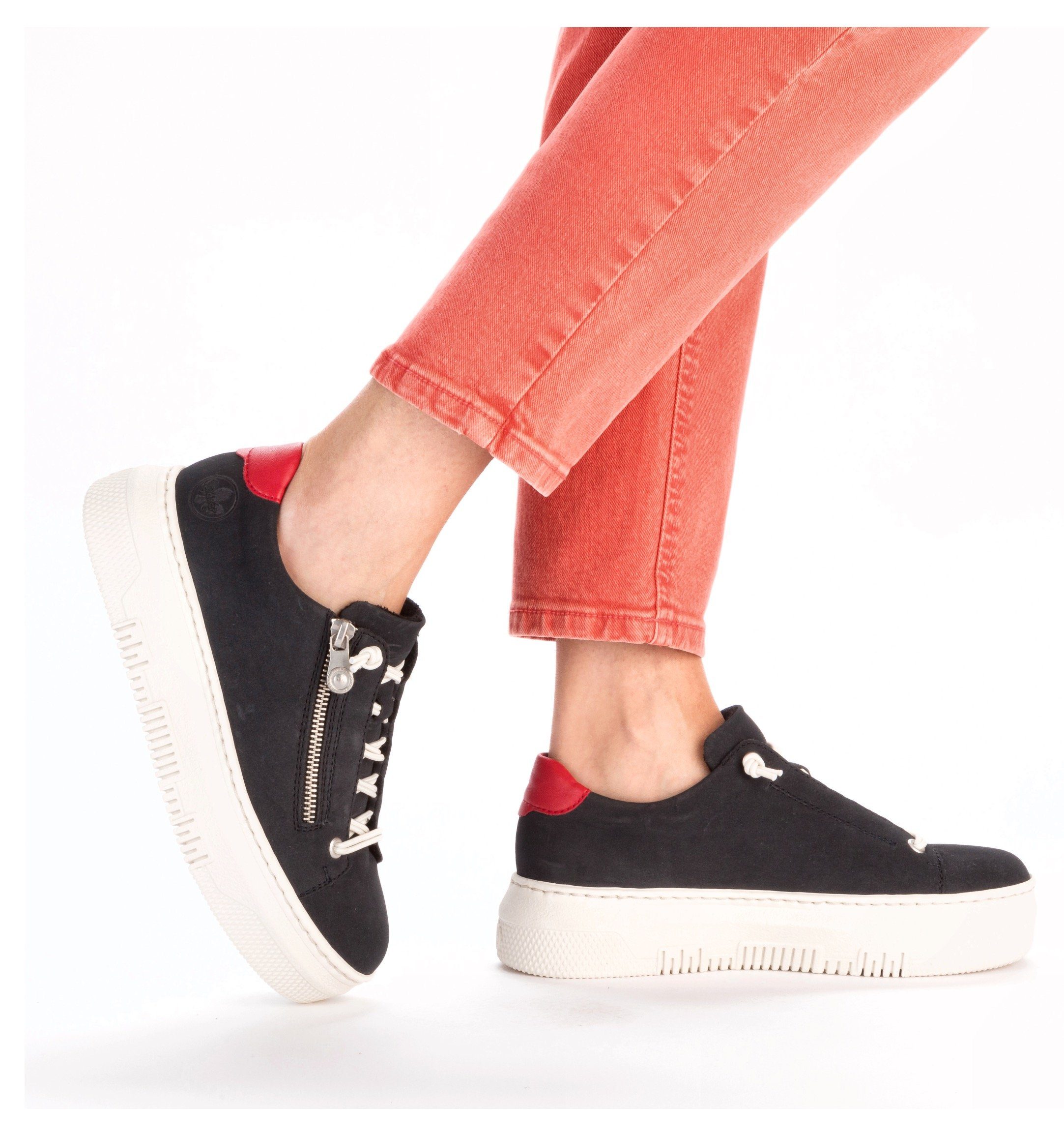 Rieker Plateausneakers Sneaker, slip-on sneaker, slipper met zachte leren binnenzool