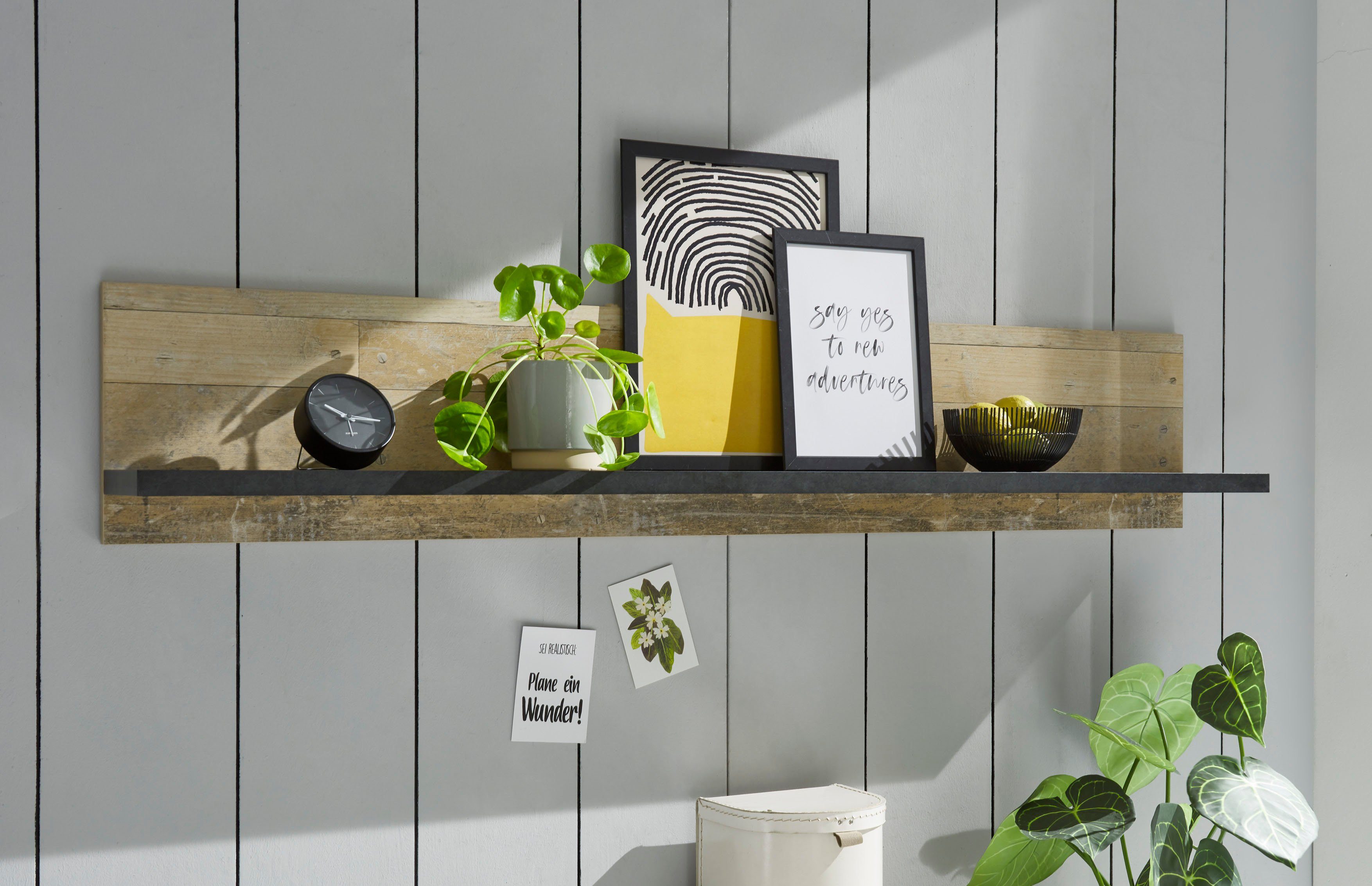 Home affaire Wandplank Sherwood Breedte 160 cm, in modern houtdecor, 28 mm dikke legplanken