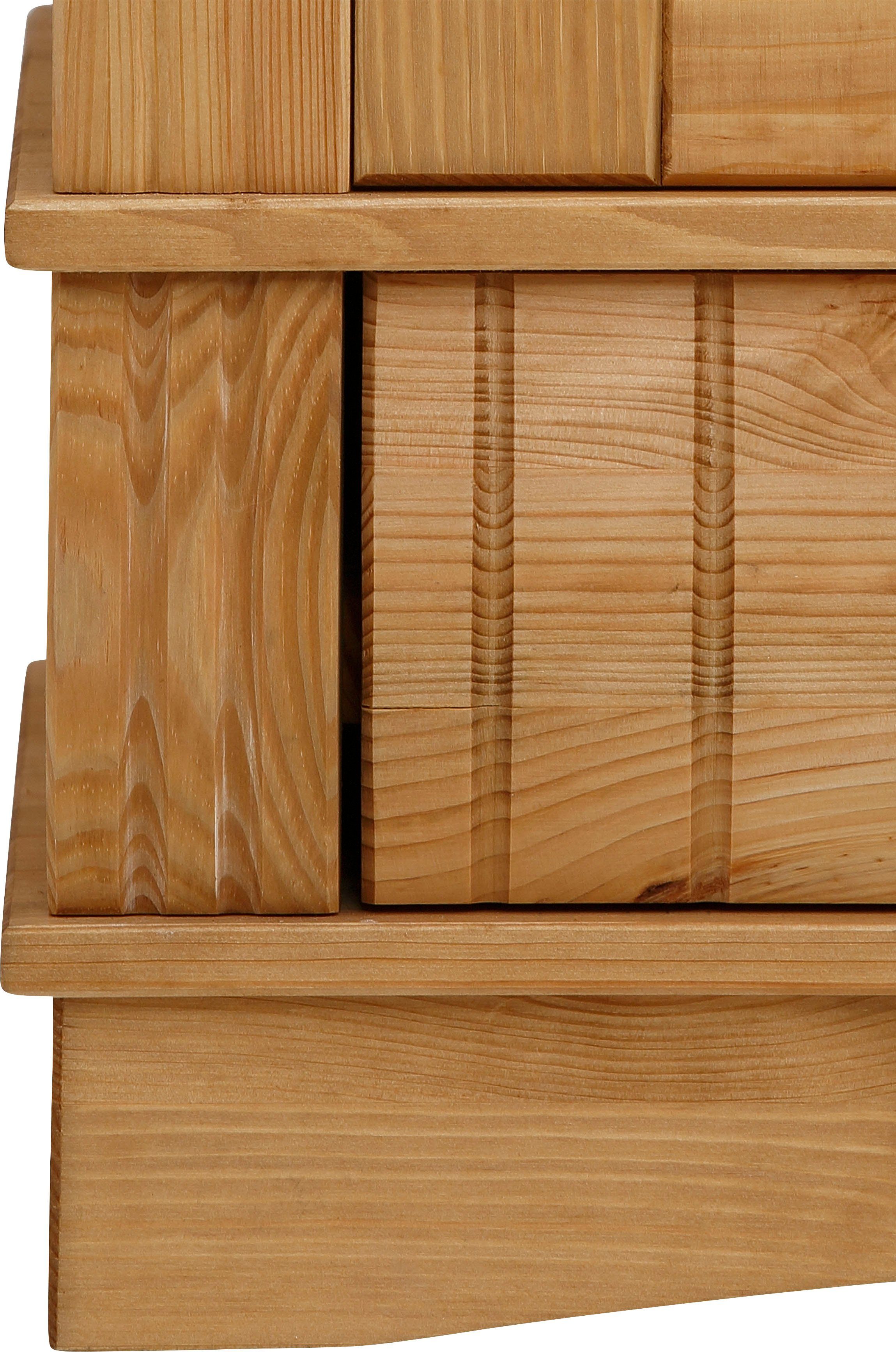 Home affaire Vitrinekast Teresa met 2 glazen deuren en 2 lades, hoogte 120 cm, van massief hout