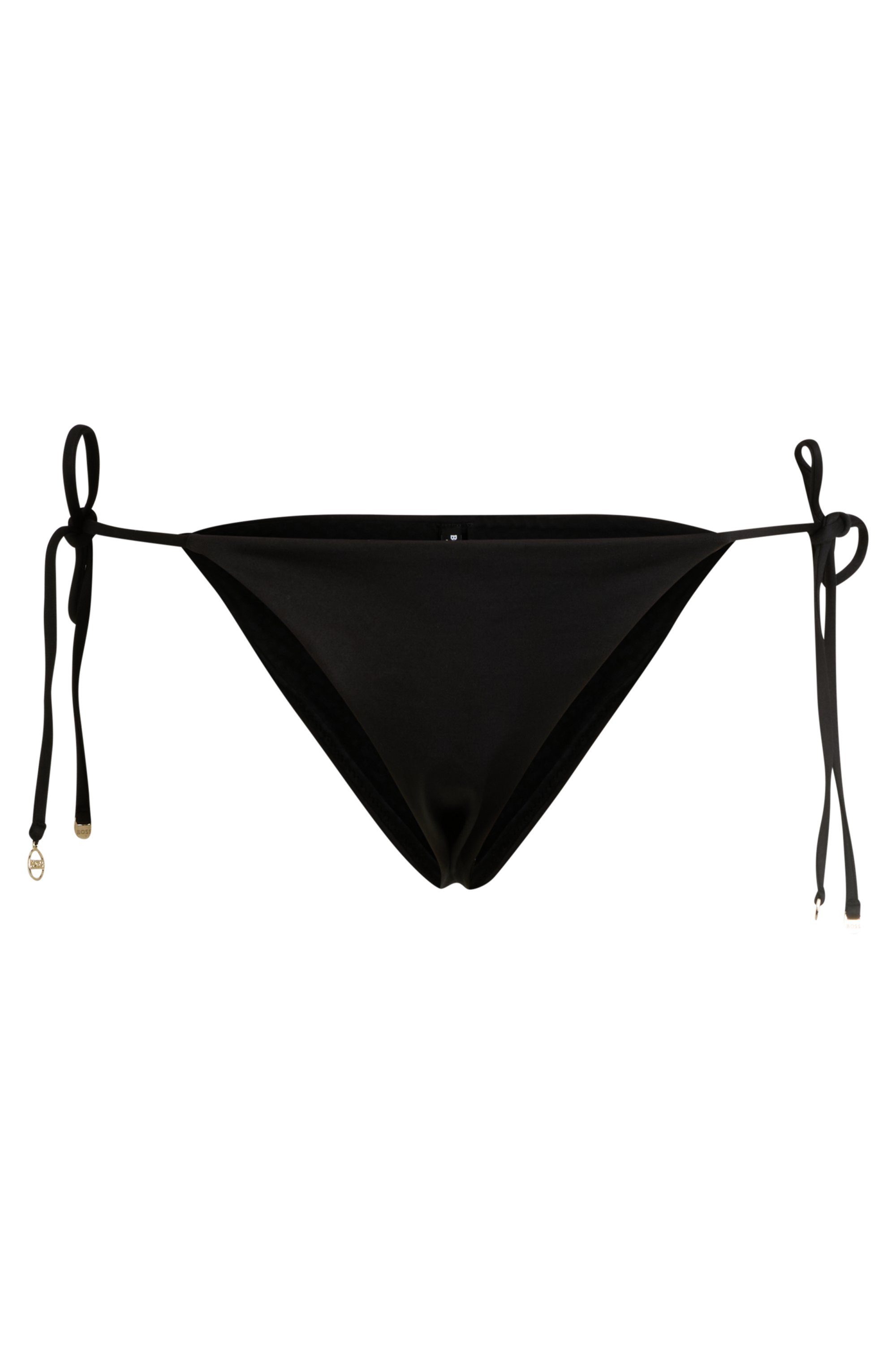 BOSS Bikinibroekje BELLA SIDE TIE met boss metalen logo dames bikinibroekjes maat L (40) zwart