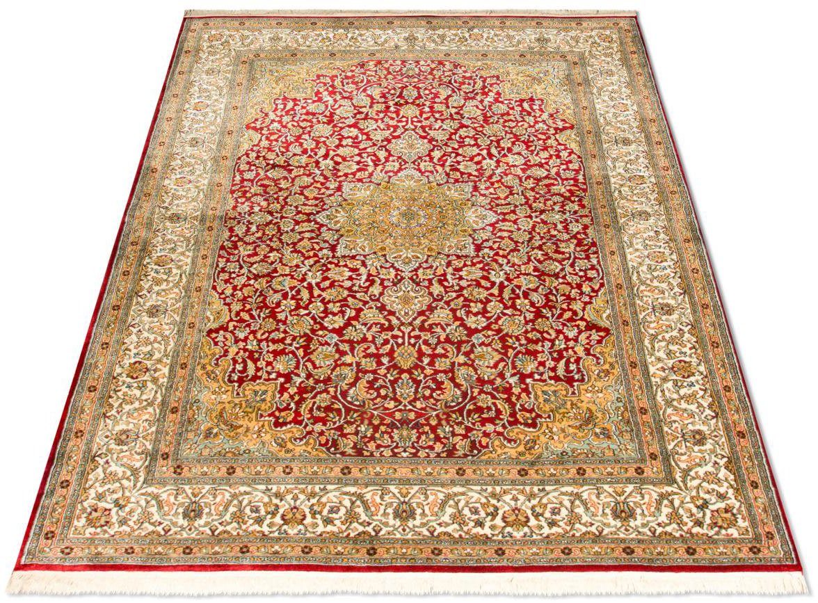 morgenland Vloerkleed Kaschmir Seide Teppich handgeknüpft rot-Seidenteppich - Kaschmir Seide - 216 x 153 cm - rot