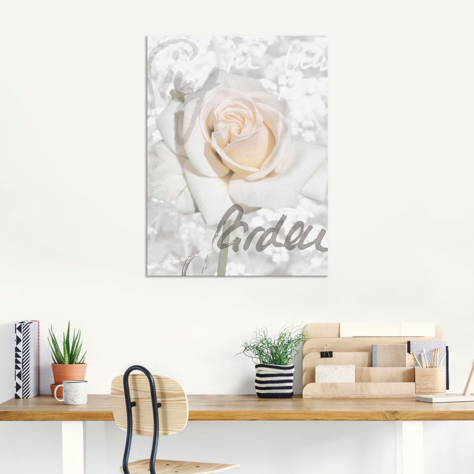 Artland Artprint In letters - roos als artprint van aluminium, artprint voor buiten, artprint op linnen, poster in verschillende maten. maten