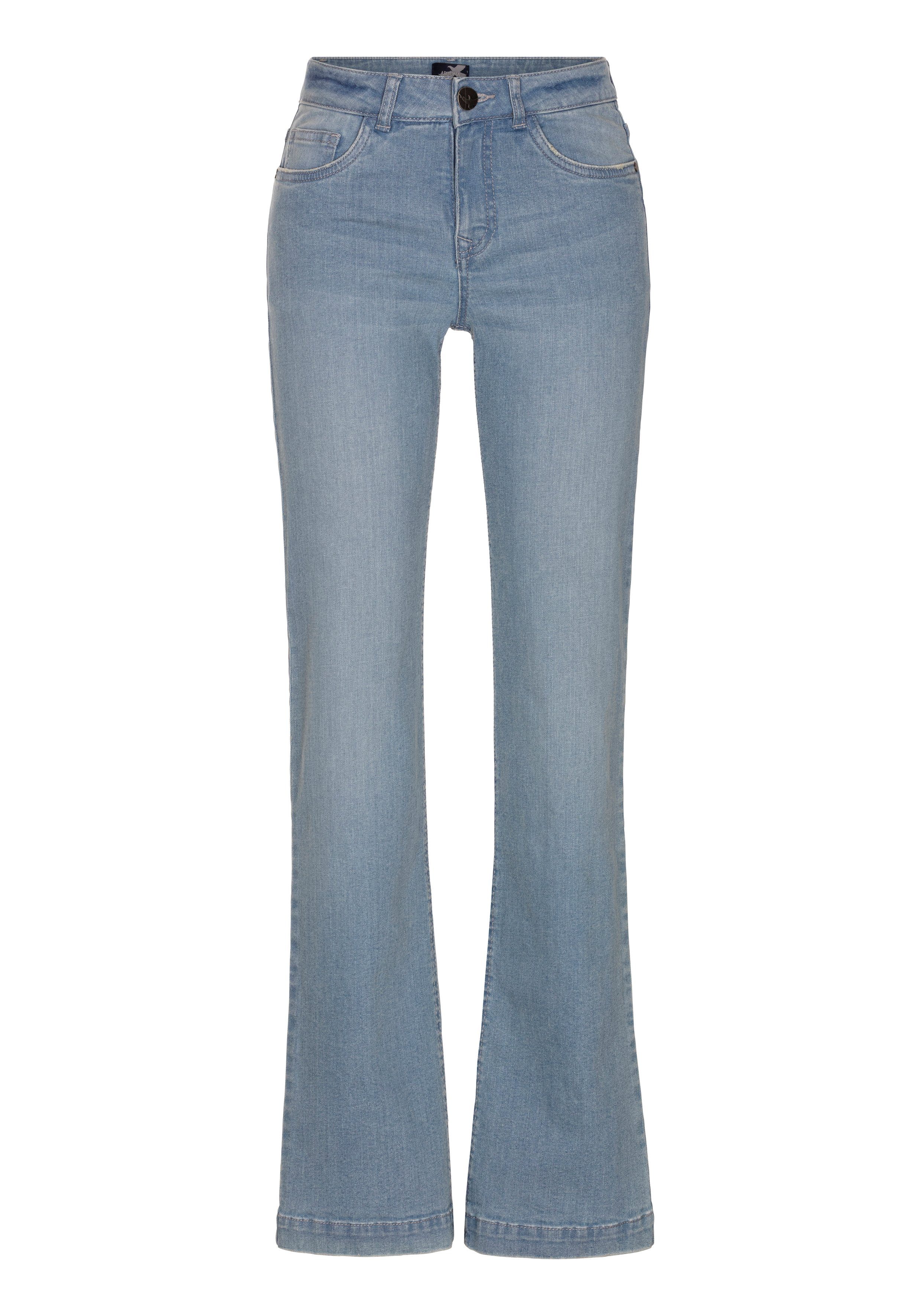 Arizona Rechte jeans wijde pasvorm used-look-wassing hoge taille