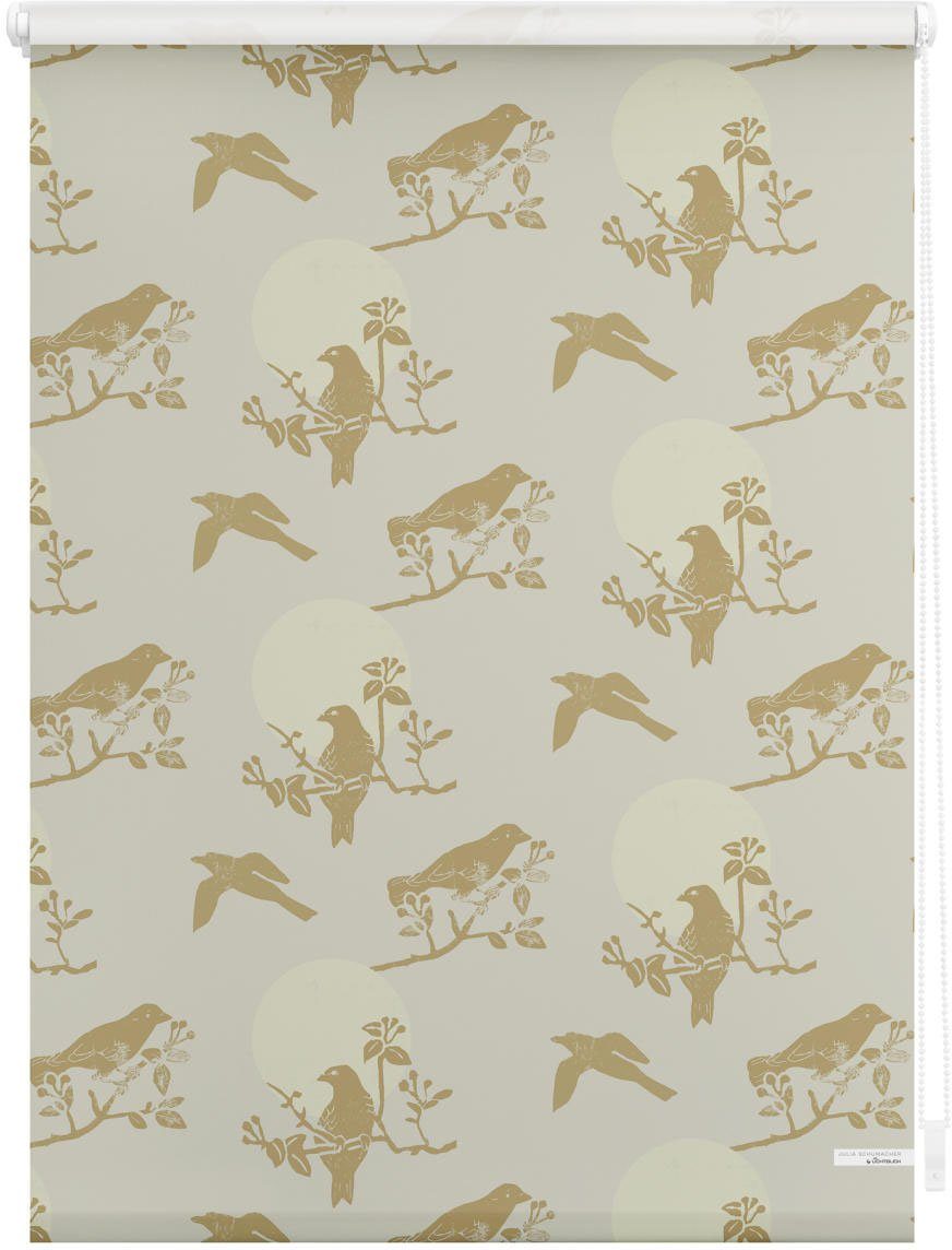 LICHTBLICK Rolgordijn met zijbediening Rolgordijn Klemmfix, zonder boren, verduistering, Moon Birds - beige (1 stuk)