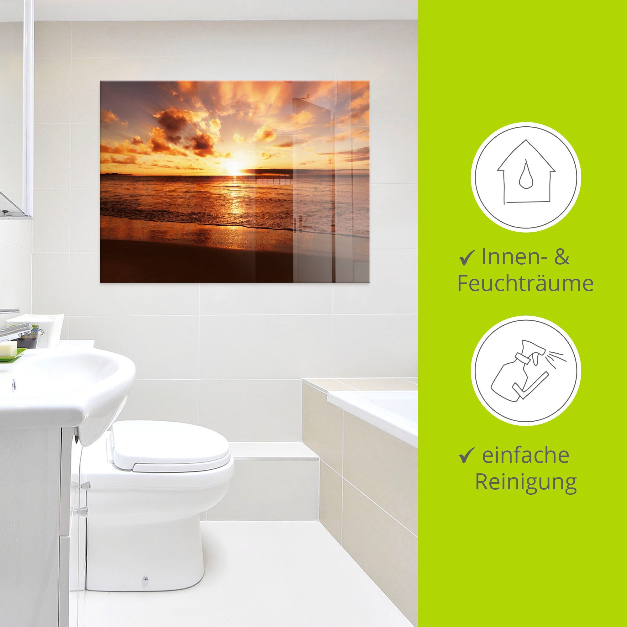 Artland Print op glas Mooie zonsondergang strand