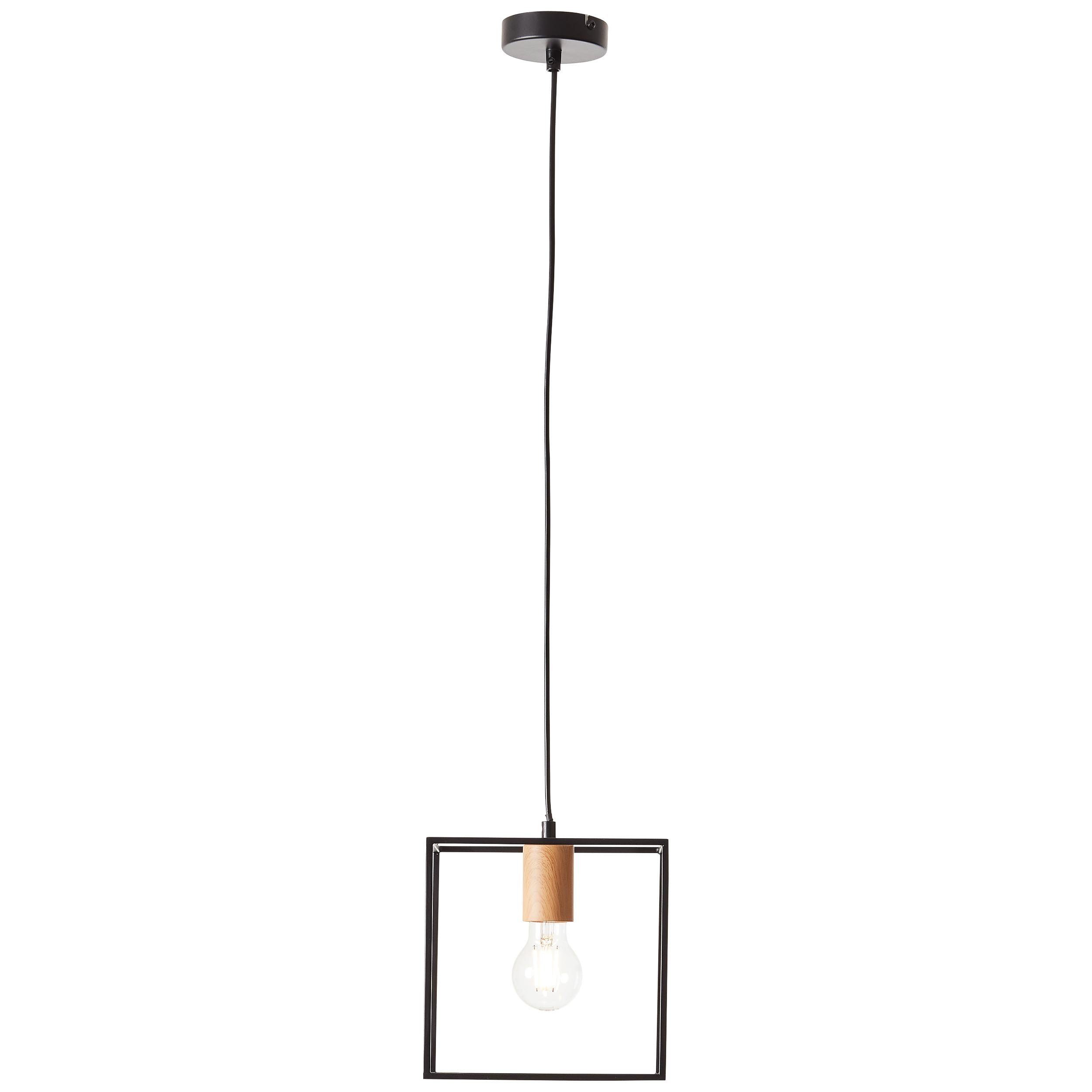 Brilliant Leuchten Hanglamp Arica Hanglamp 20x20cm zwart/houtkleur (1 stuk)
