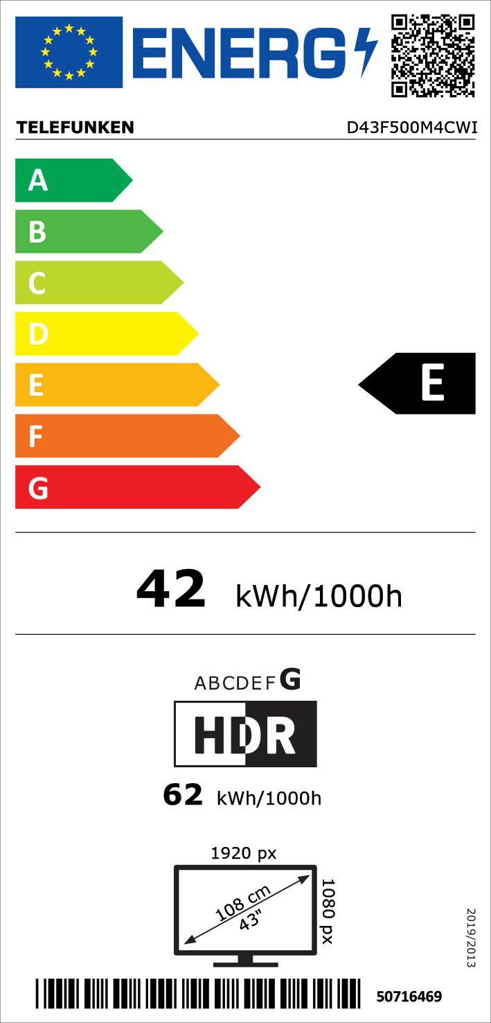 Telefunken Led-TV D43F500M4CWI, 108 cm / 43", Full HD, Smart TV
