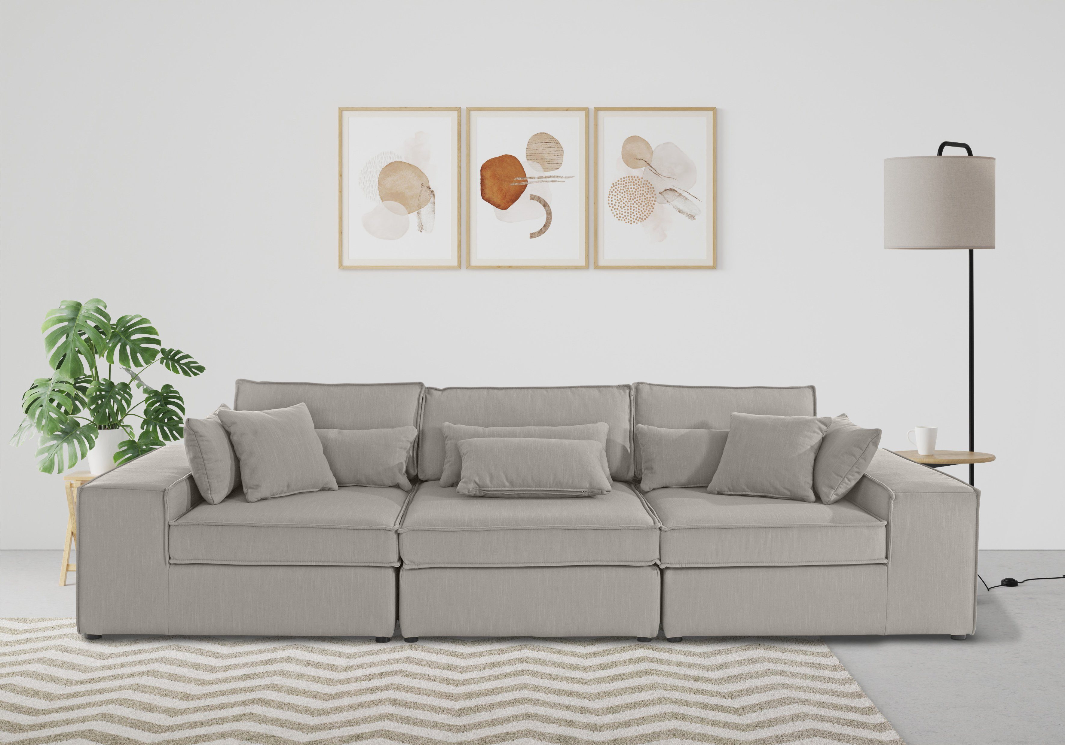 RAUM.ID 3-zitsbank Florid 3 delen, bestaand uit modules, vele stofkwaliteiten, ook in cord beige, 3-zitsbanken, 280 cm
