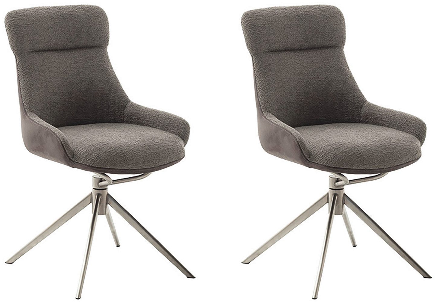 MCA furniture Eetkamerstoel (2-set), draaibaar 360°, draai- & schommelfunctie, zithoogte ca. 50 cm 4 poot stoelen bruin