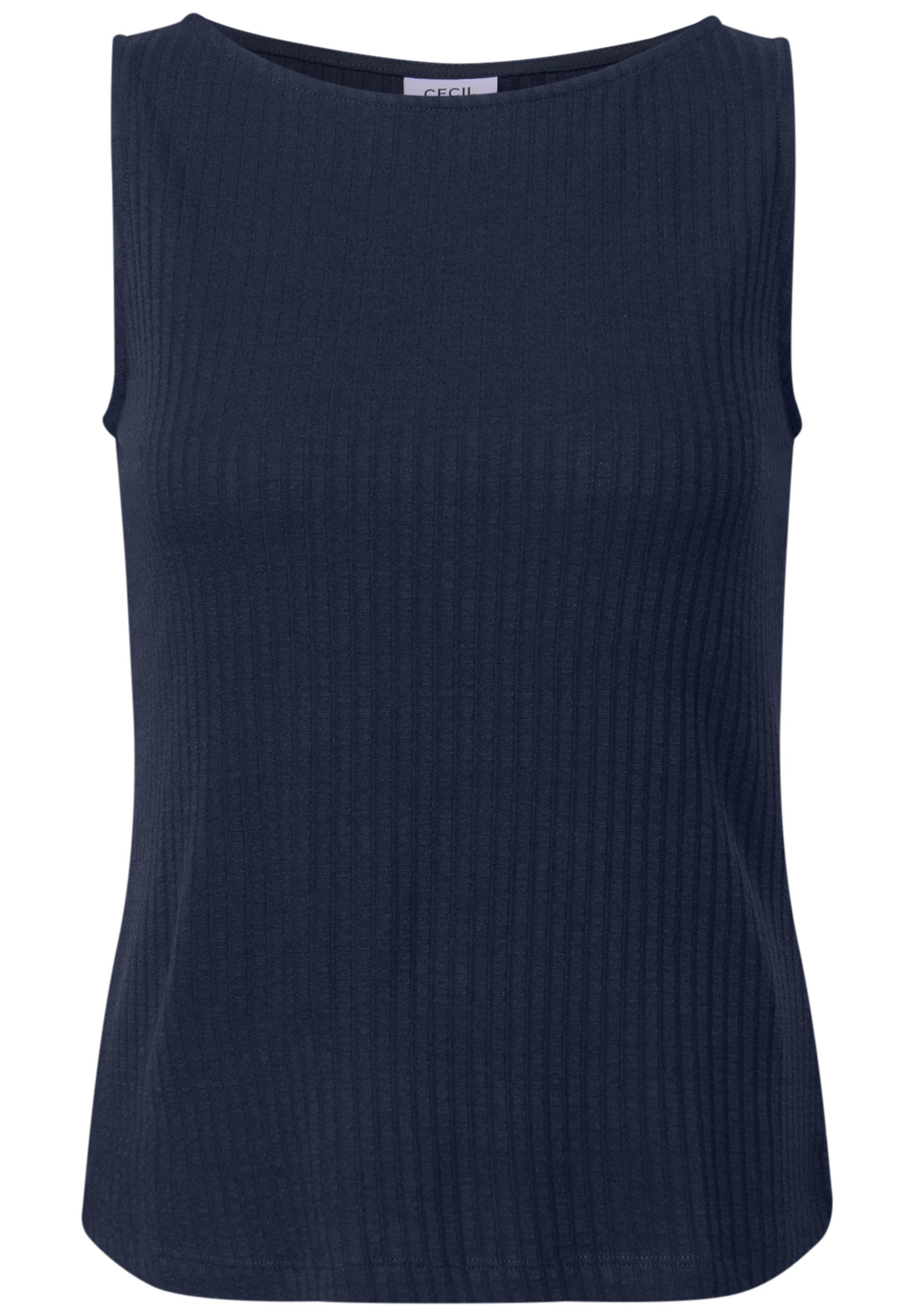 Cecil Geribde tanktop met boothals