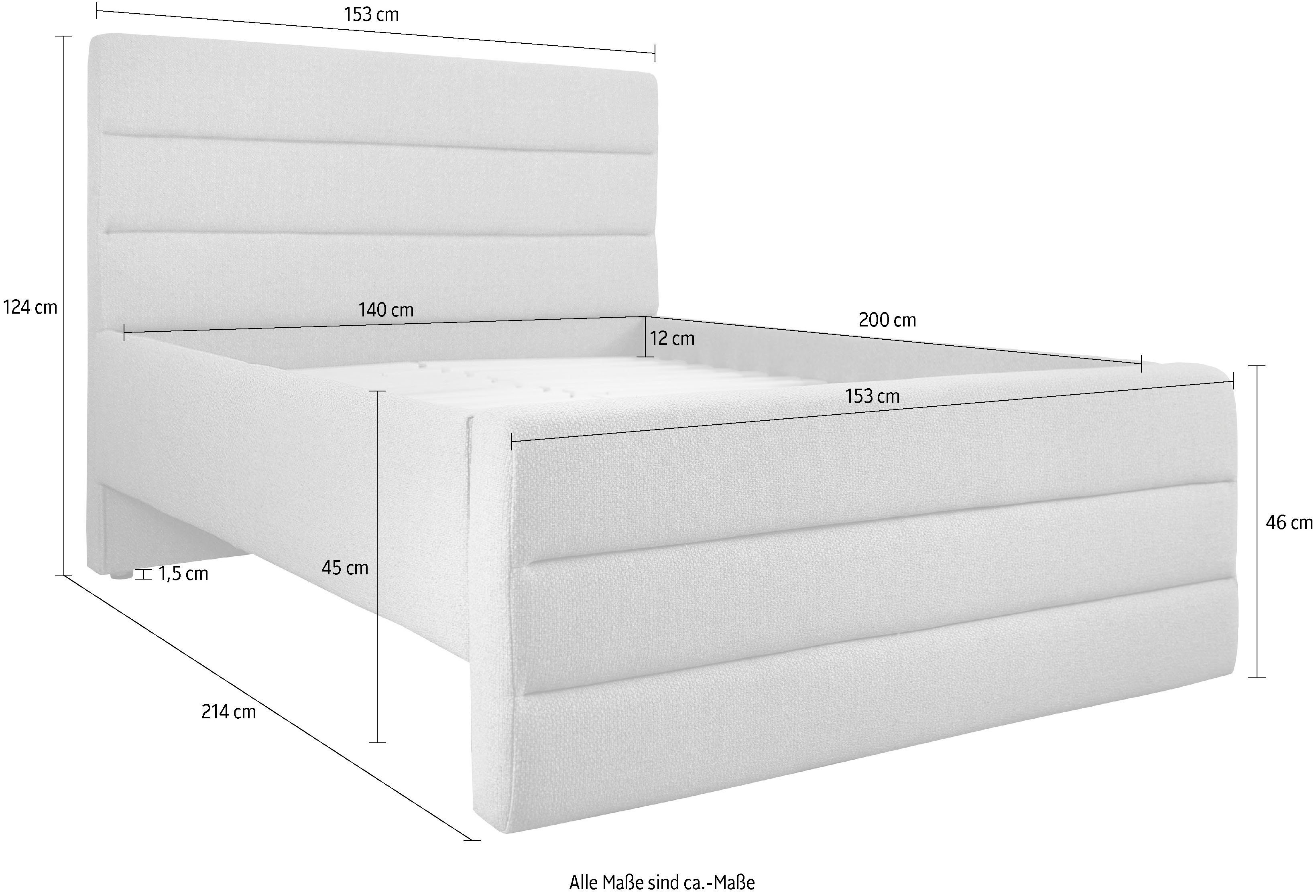 OTTO products Gestoffeerd bed Merrit Dwarsnaad in het hoofd- en voetbord, in 5 breedten, ook in 220 cm lang