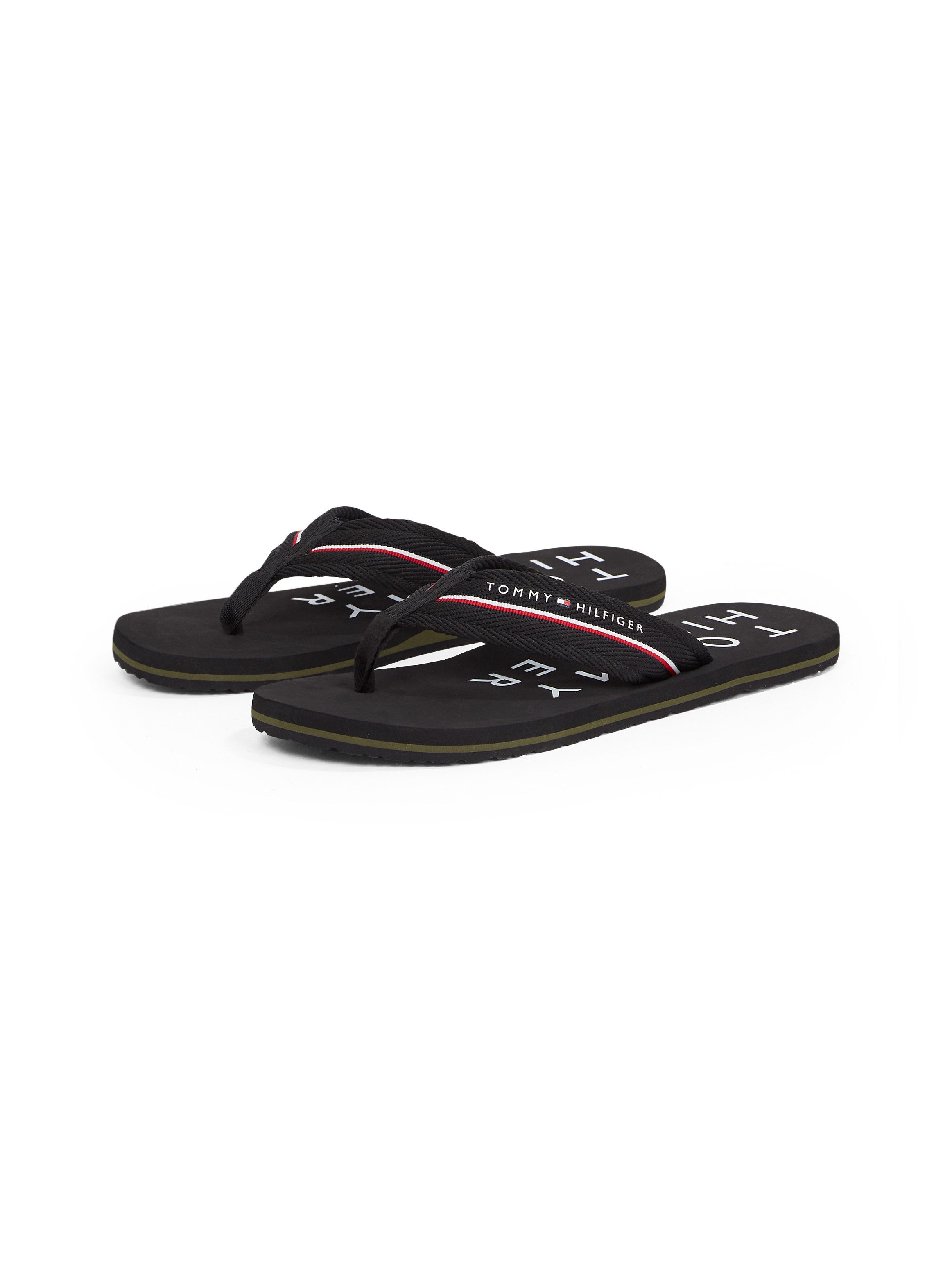 Tommy Hilfiger Teenslippers TOMMY HILFIGER WEB BEACH SANDAL dianette, zomerschoen, badslipper met logo-opschrift
