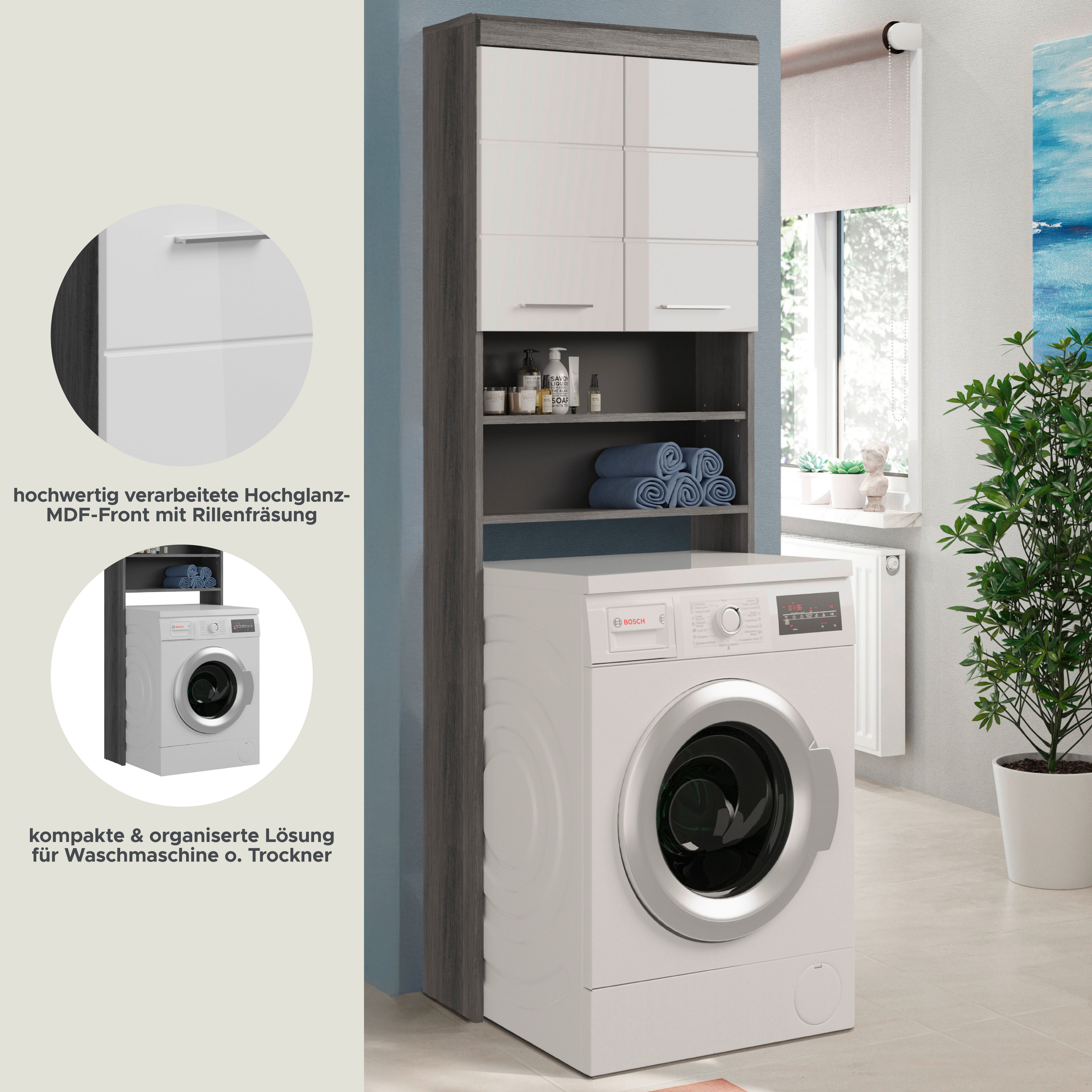 INOSIGN Kast voor wasmachine Siena, breedte 63 cm, voor wasmachine & droger, 2 deuren, MDF-front