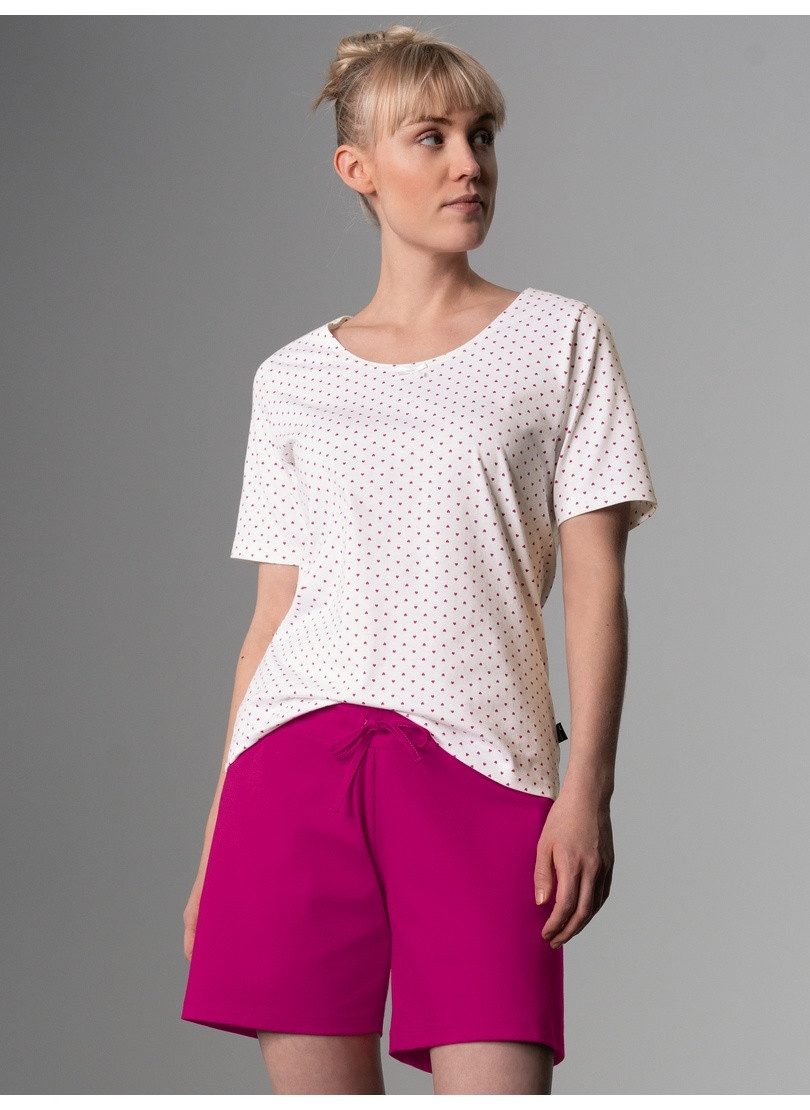 Trigema Pyjama TRIGEMA korte pyjama met hartjes patroon (1-delig) dames nachtkleding maat XL wit