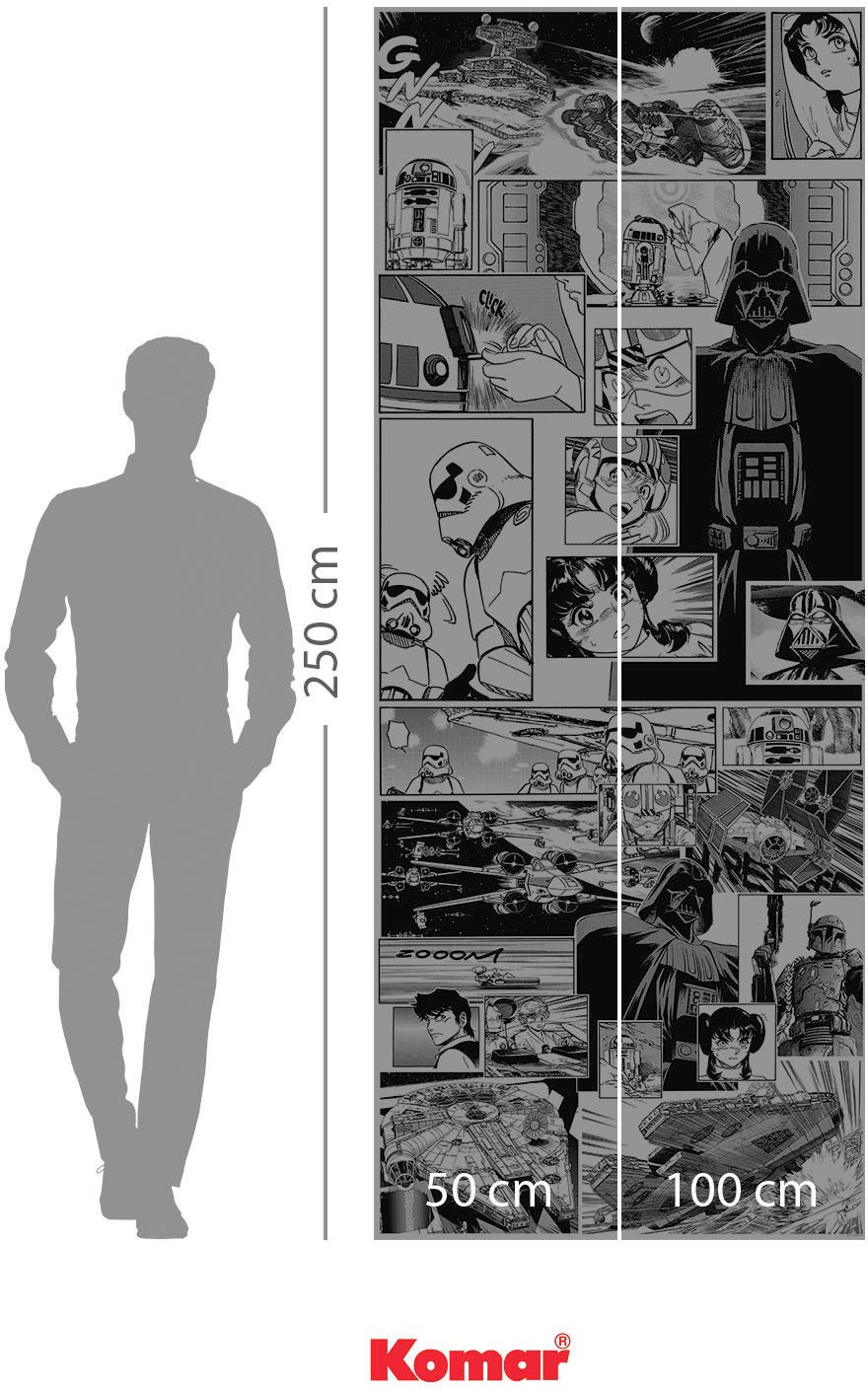 Komar Fotobehang Digitale print vlies - Star Wars Manga Madness - Afmeting 100 x 250 cm (1 stuk)