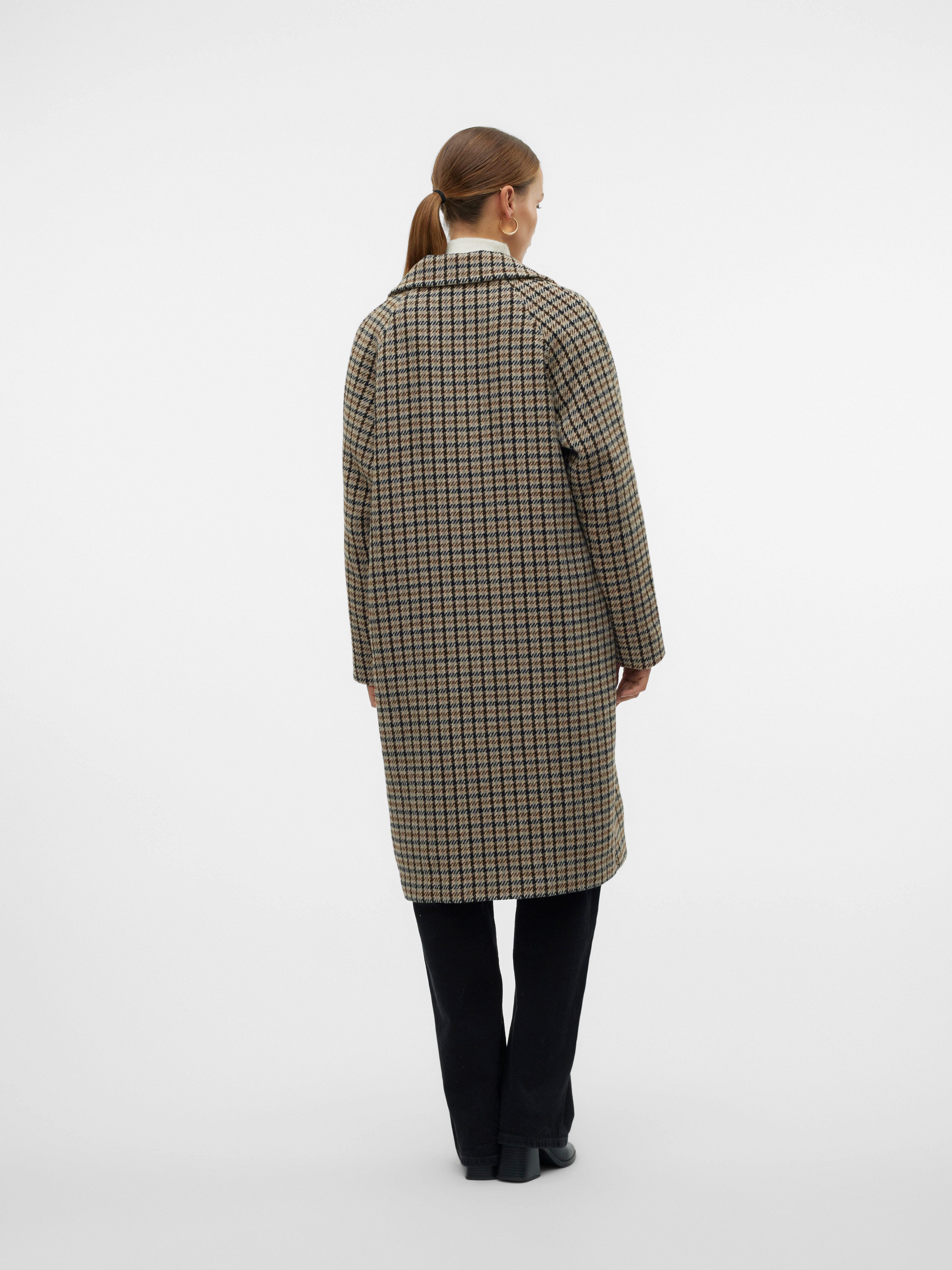 Vero Moda Lange jas VMHANNAH LONG WOOL CHECK COAT GA BOO