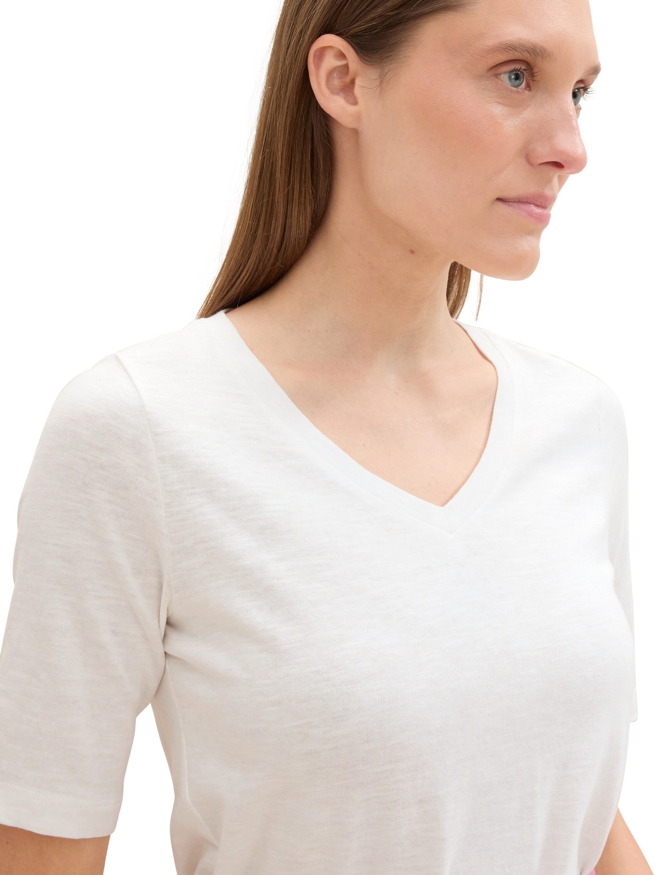 Tom Tailor Shirt met V-hals met bio-katoen