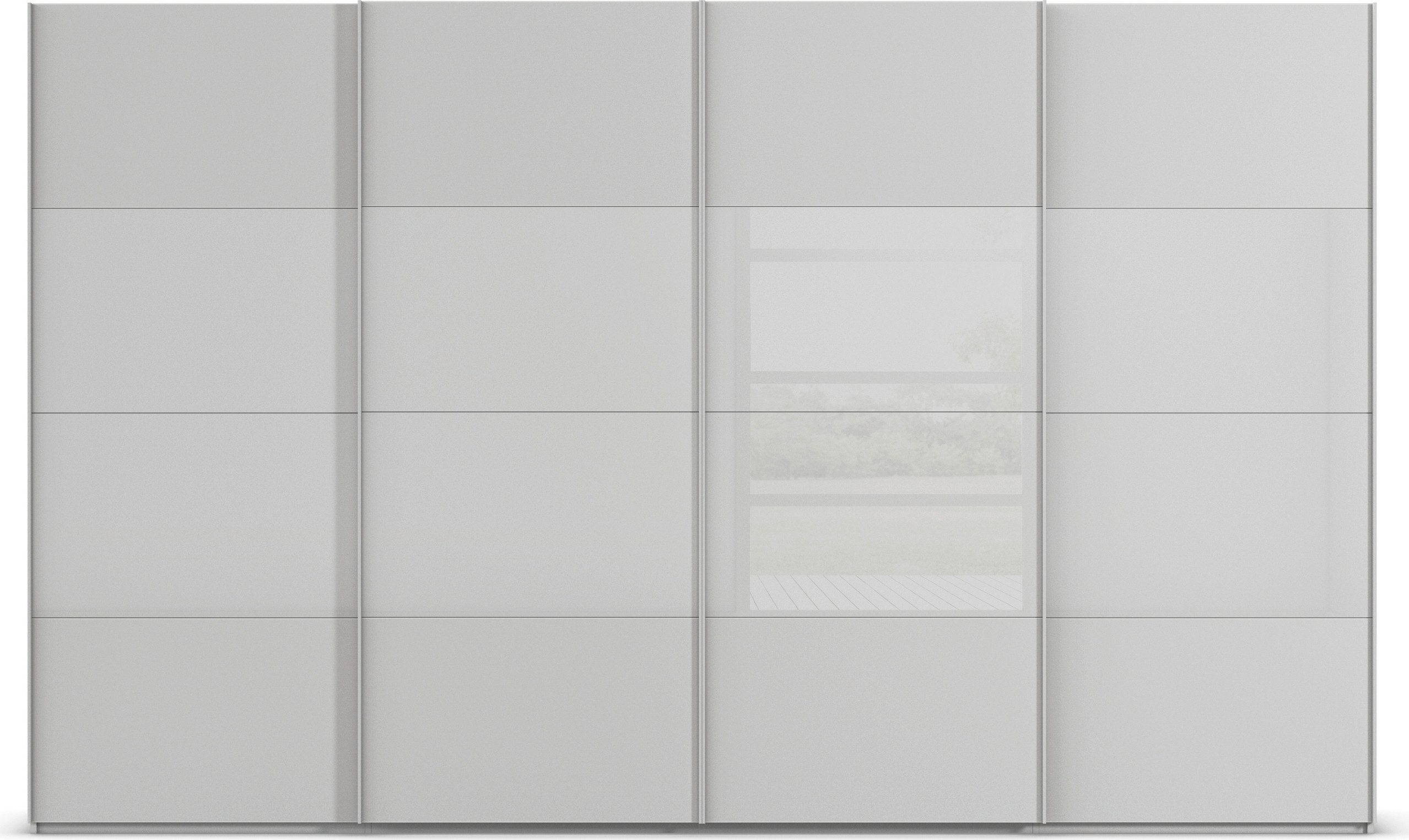 rauch Schuifdeurkast Kledingkast Kast Garderobe Slaapkamerkast SCALE-FYRA edel vierdelige deuren glas mat/glanzend veel kleuren made in germany