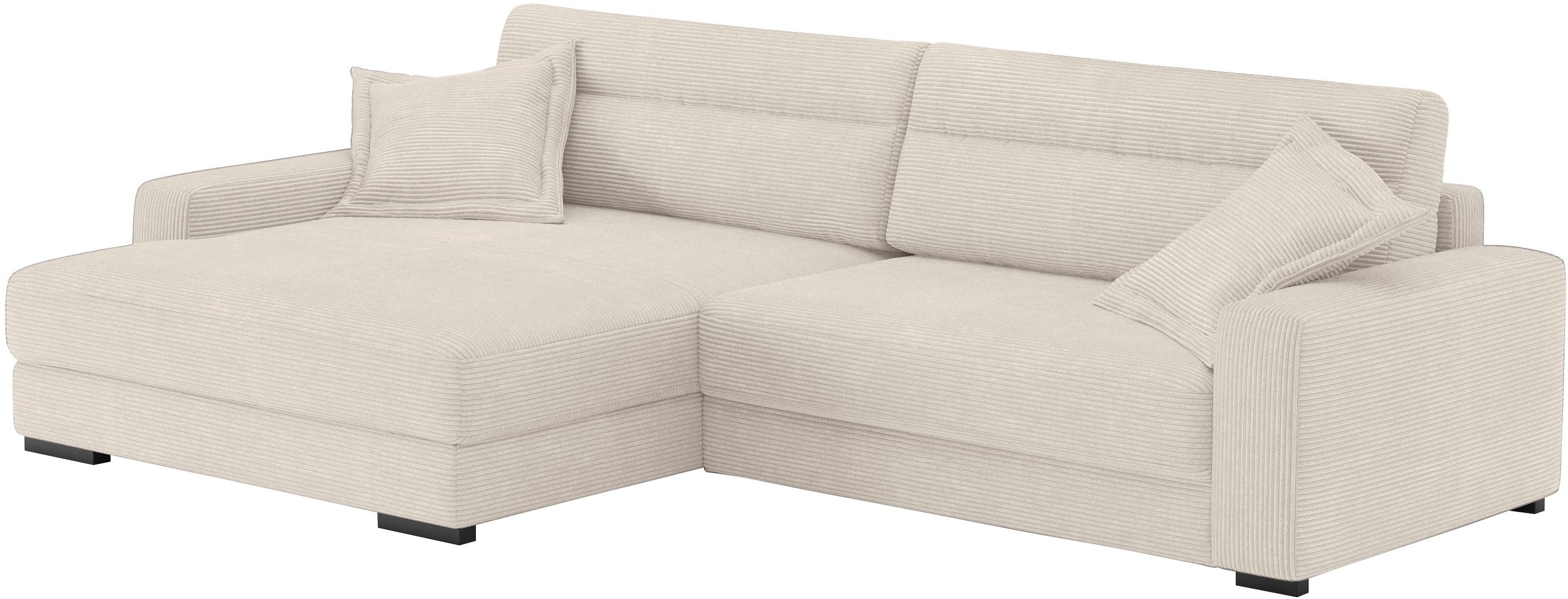 Mr. Couch Hoekbank Marcello L-vorm inclusief easybett en bedlade beige, hoekbanken, Bettfunktion rechts-Recamiere links