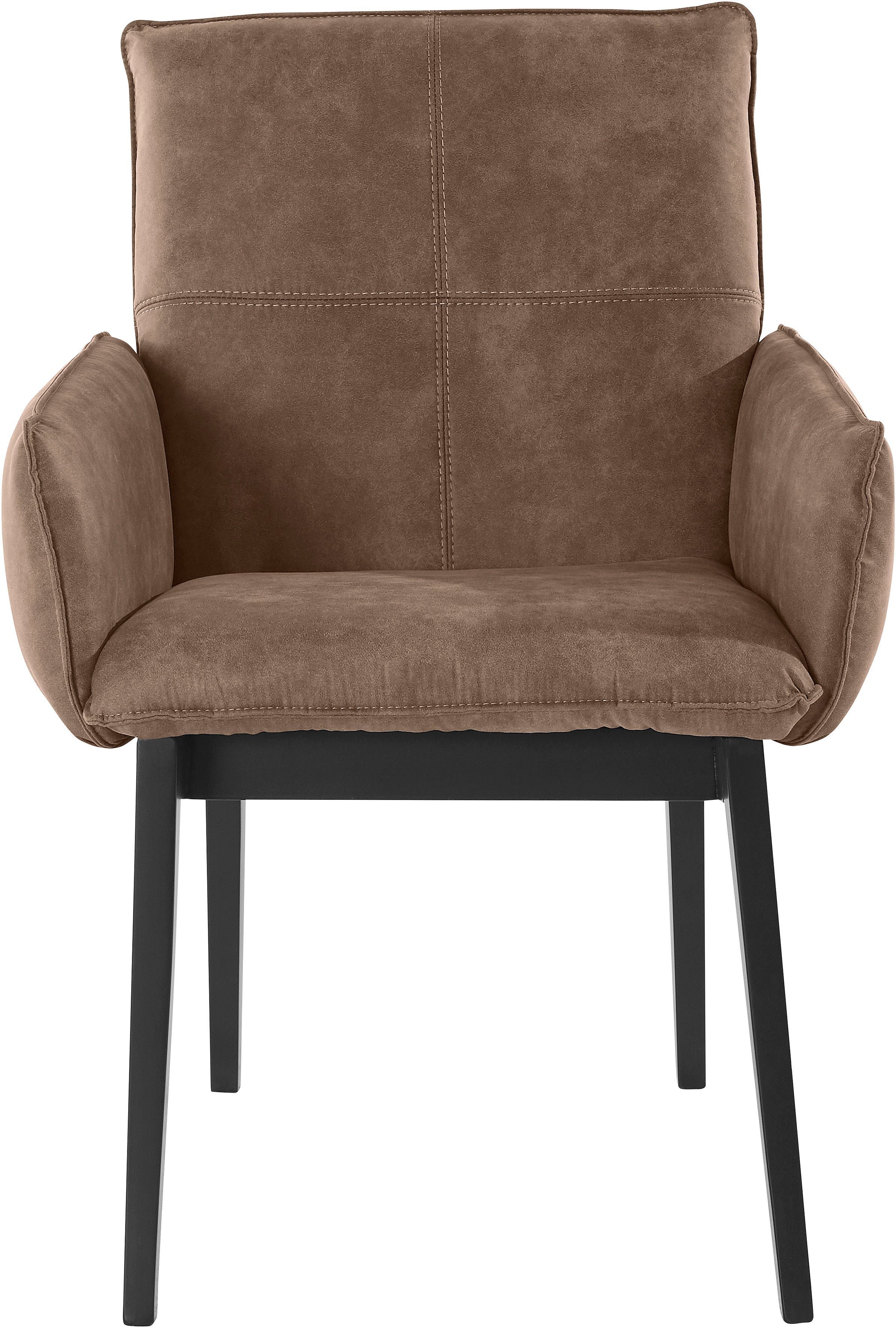 Home affaire Stoel met armleuningen Model 6 Bekleding van microvezel of leer, frame is beuken in zwart gelakt (2 stuks)